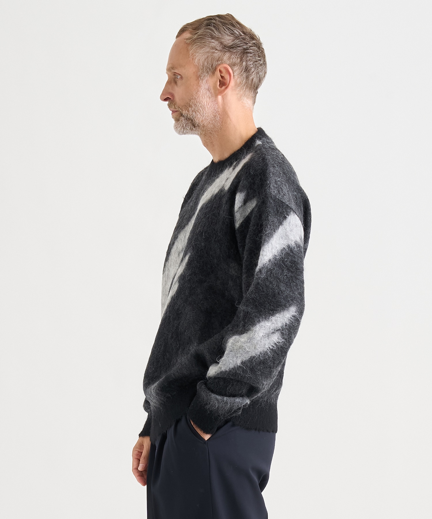 Kid Mohair Jacqurad Sweater BLUR YOKE