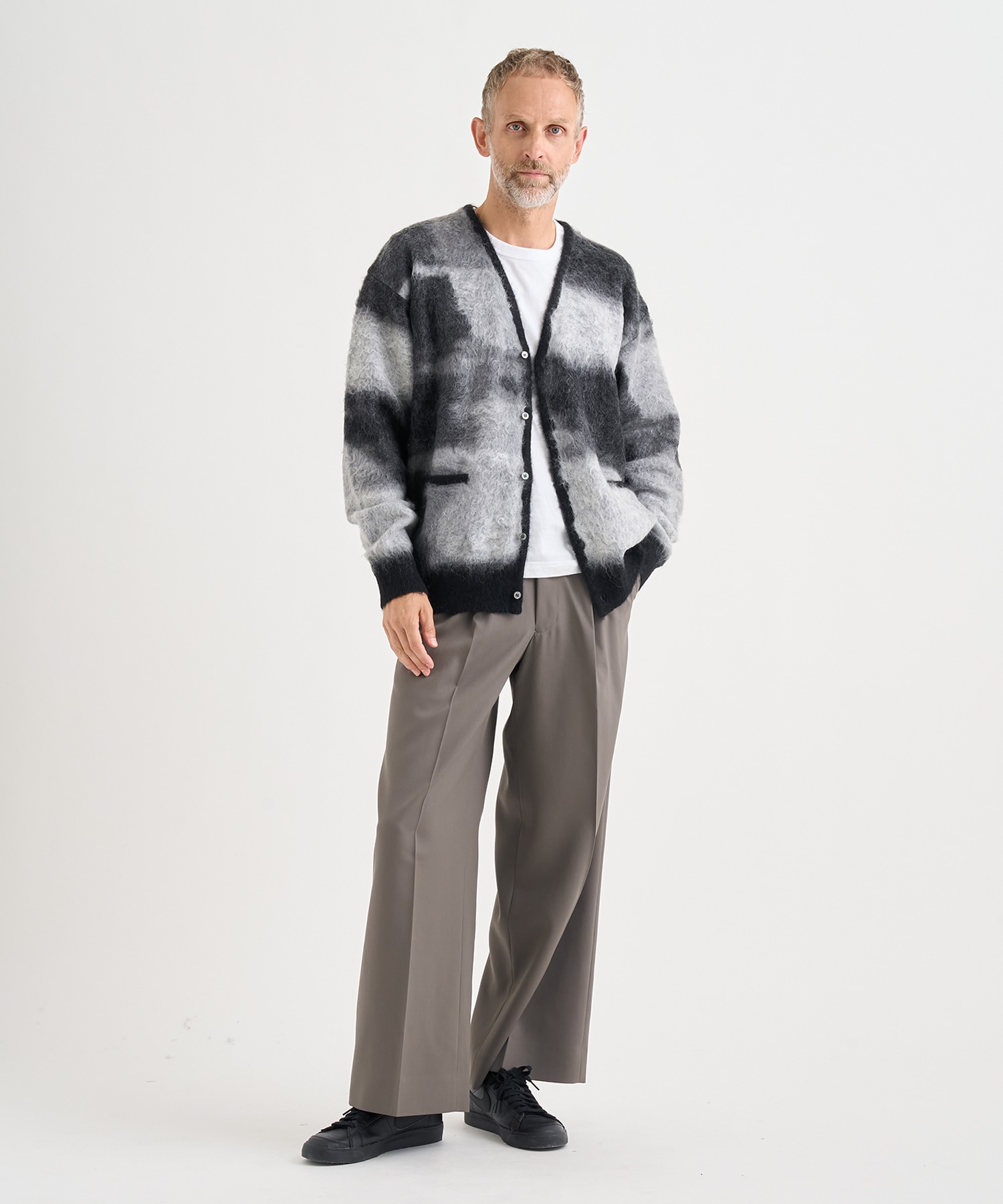 Kid Mohair Jacqurad Cardigan BEAM YOKE