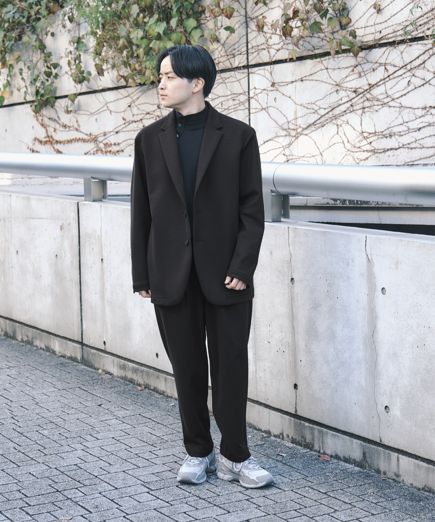 Washable Super180s Strech Ponch Wide Tapered Pants THE TOKYO