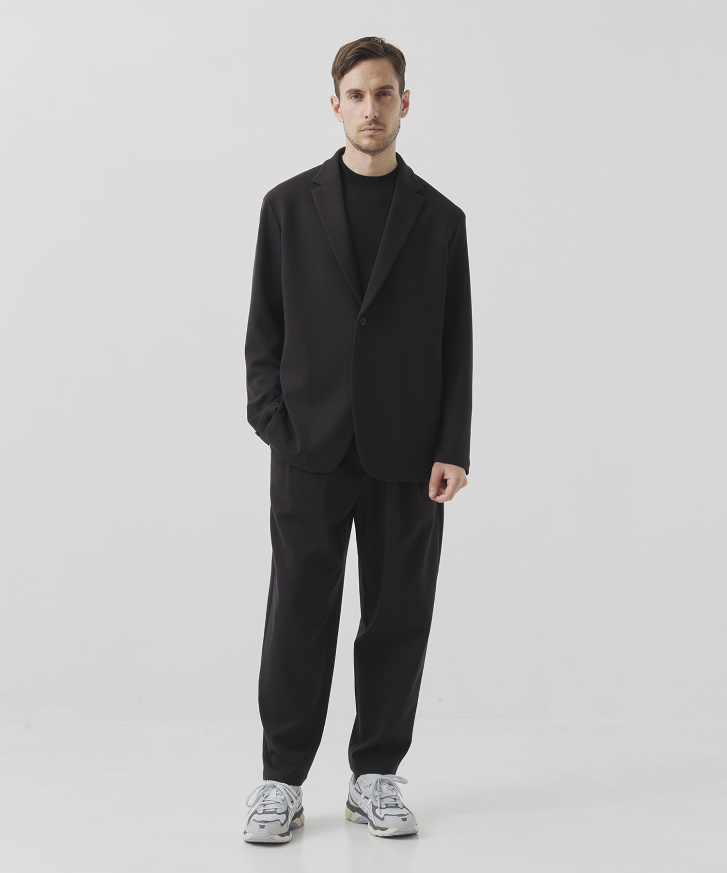 Washable Super180s Strech Ponch Wide Tapered Pants THE TOKYO