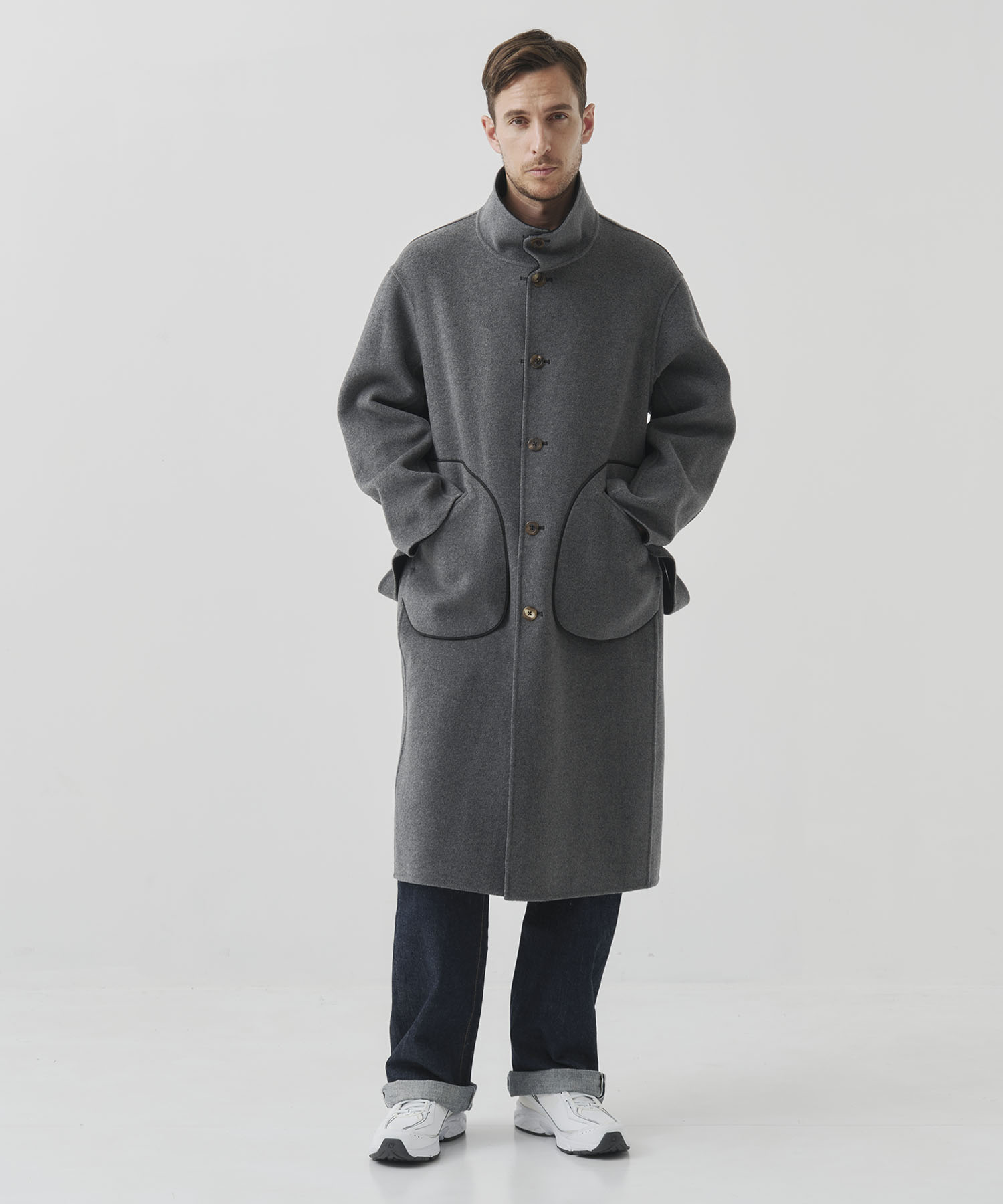 CASHMERE/SILK/WOOL STAND OVER COAT CASHMERE CASHMERE