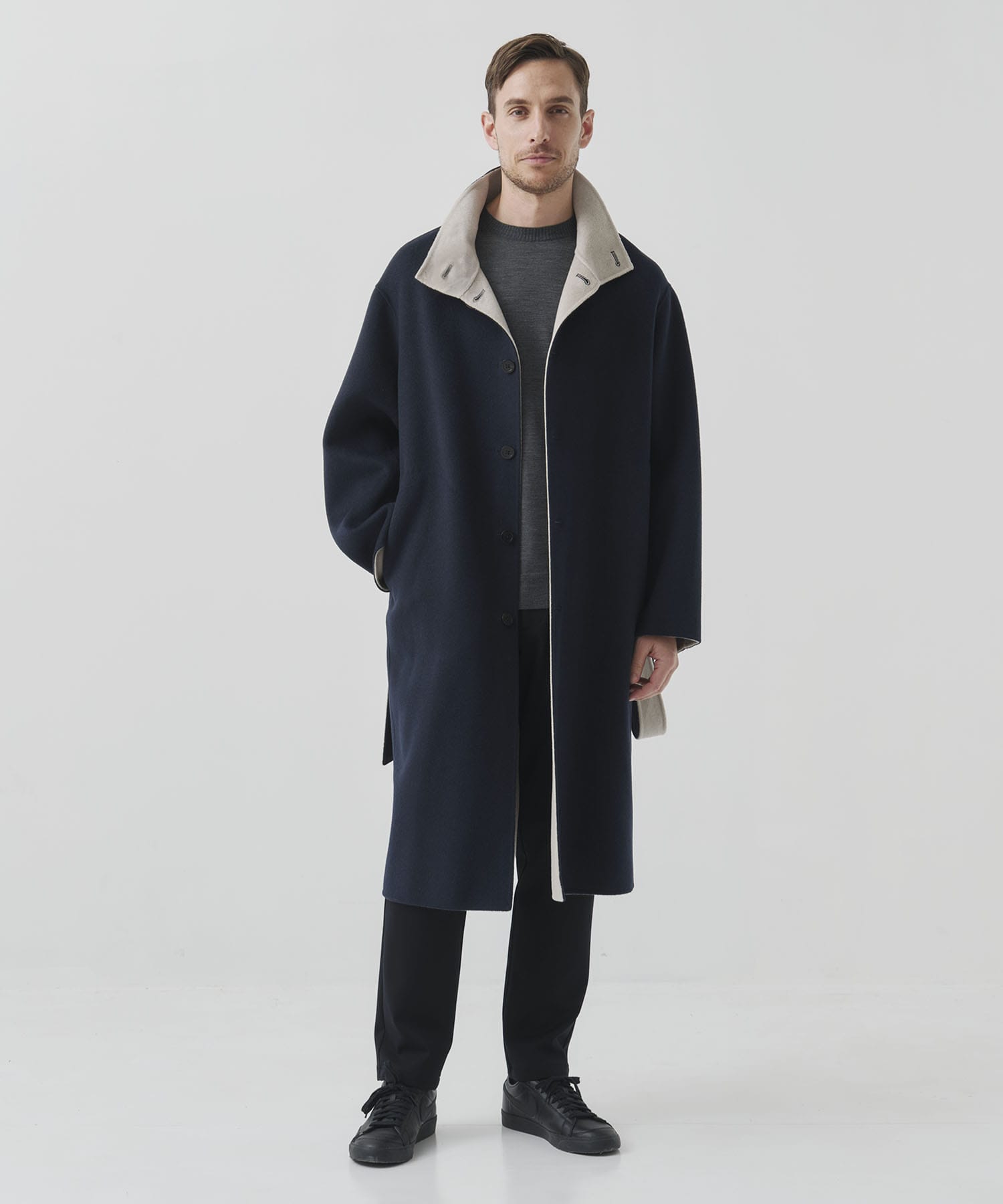 CASHMERE/SILK/WOOL STAND OVER COAT CASHMERE CASHMERE