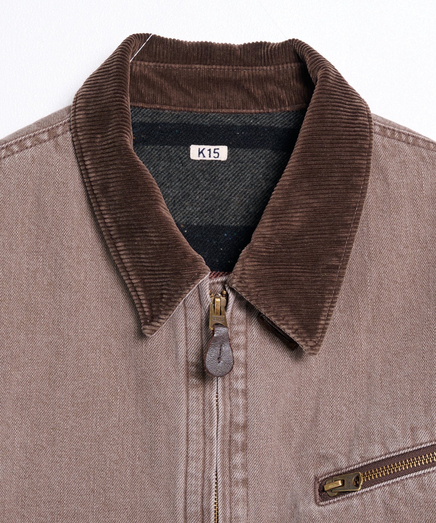 26fw-jk-06-b Faded denim zip jakcet KHOKI