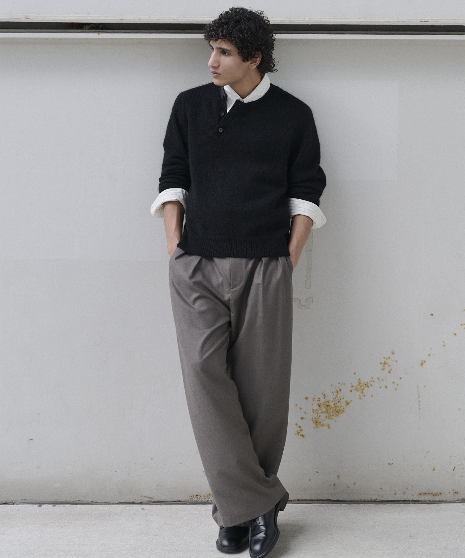 【イレニサ】別注LEATHER ELBOW PATCH MOHAIR KNIT PO 