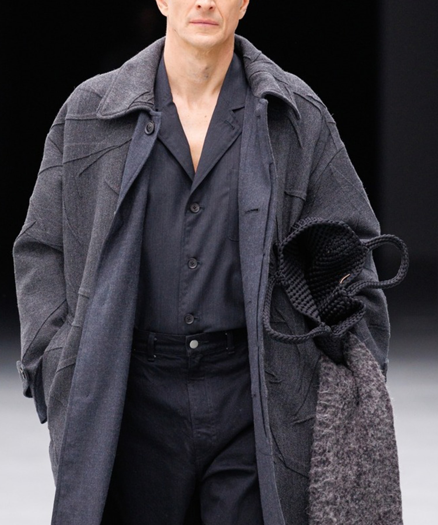 【ヨーク】YK26FW01311C Needlepunched Wool Tweed Balmacaan Coat YOKE