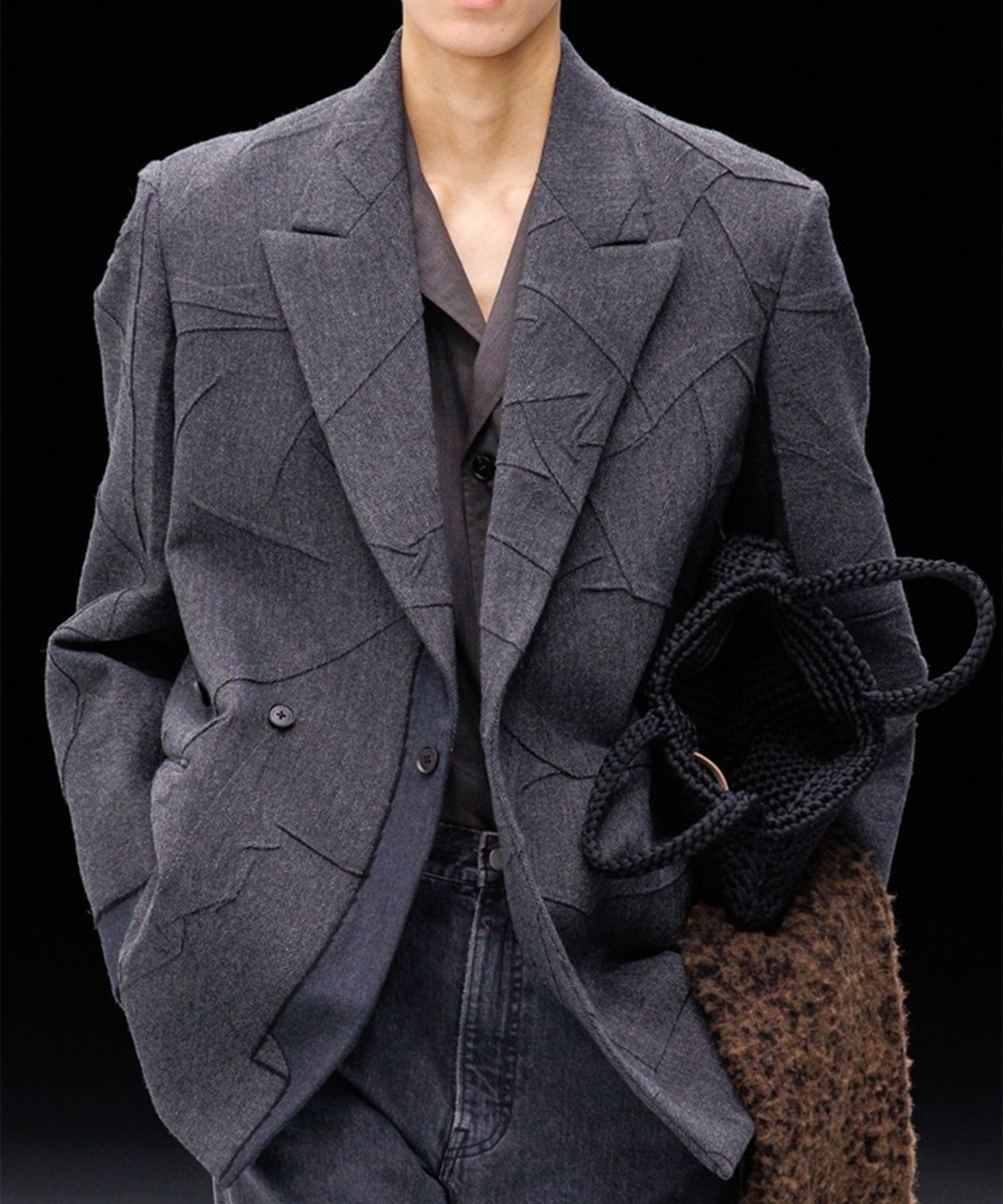 【ヨーク】YK26FW01312J Needlepunched Wool Tweed Double Breasted Jacket YOKE