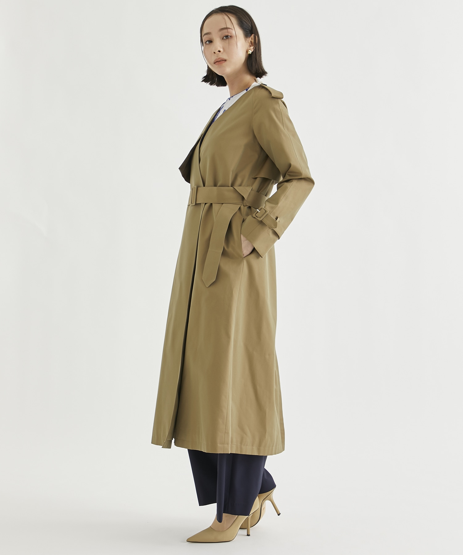 別注 silk cotton  trench coat Dessin de mode