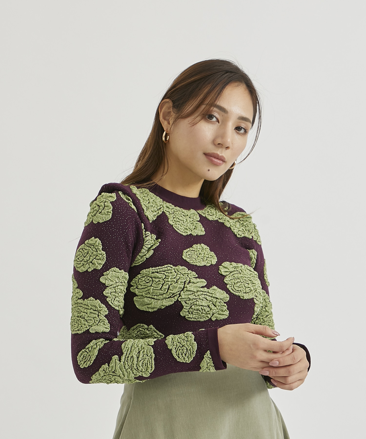Lame jacquard knit top(36 RED): TOGA: WOMEN｜THE TOKYO ONLINE STORE