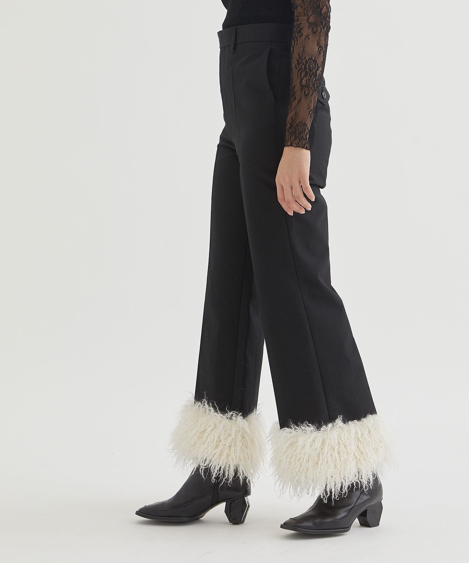 Wool bonding pants with fur TOGA