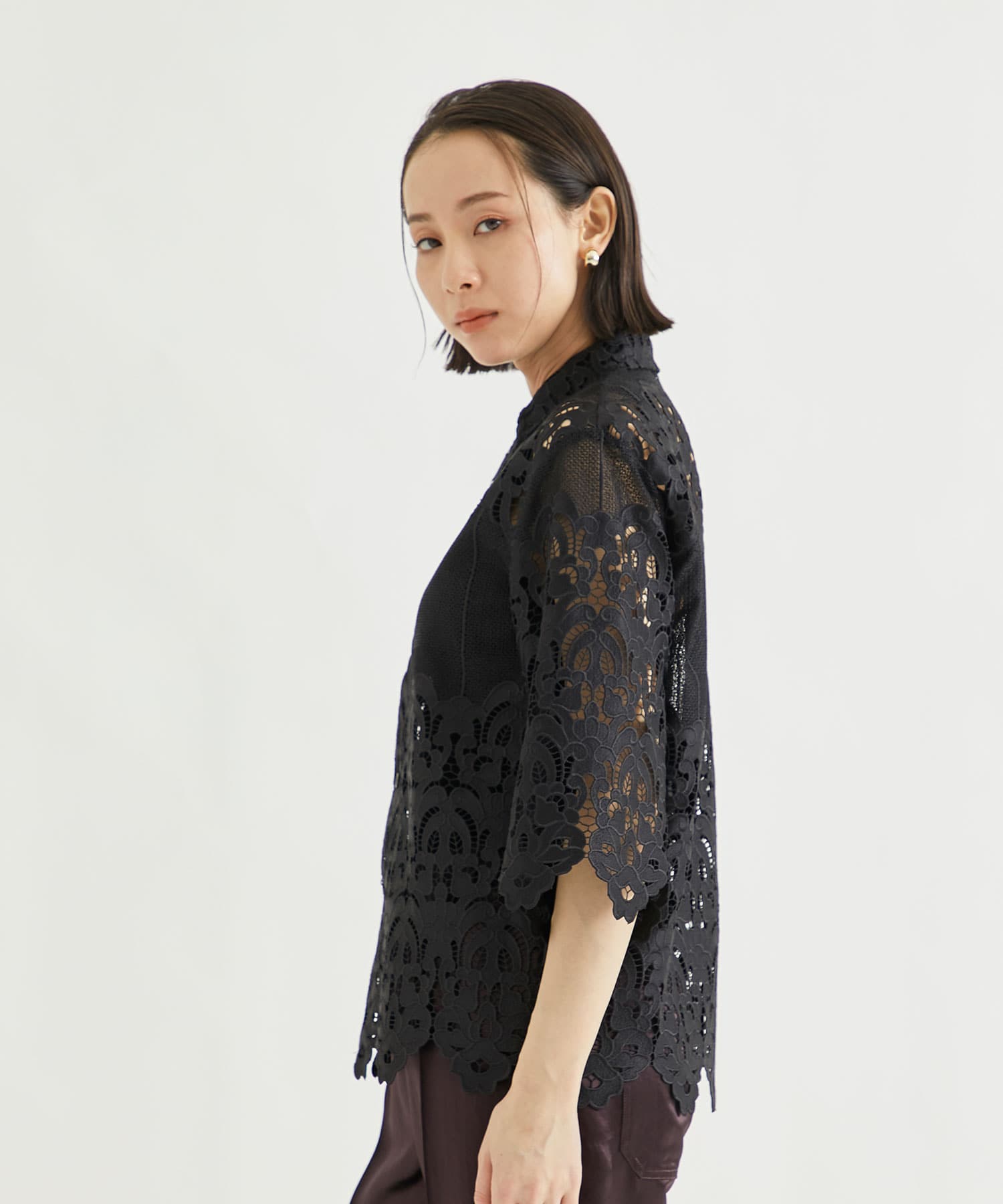 Lace shirt(36 BLACK): TOGA PULLA: WOMEN｜THE TOKYO ONLINE STORE