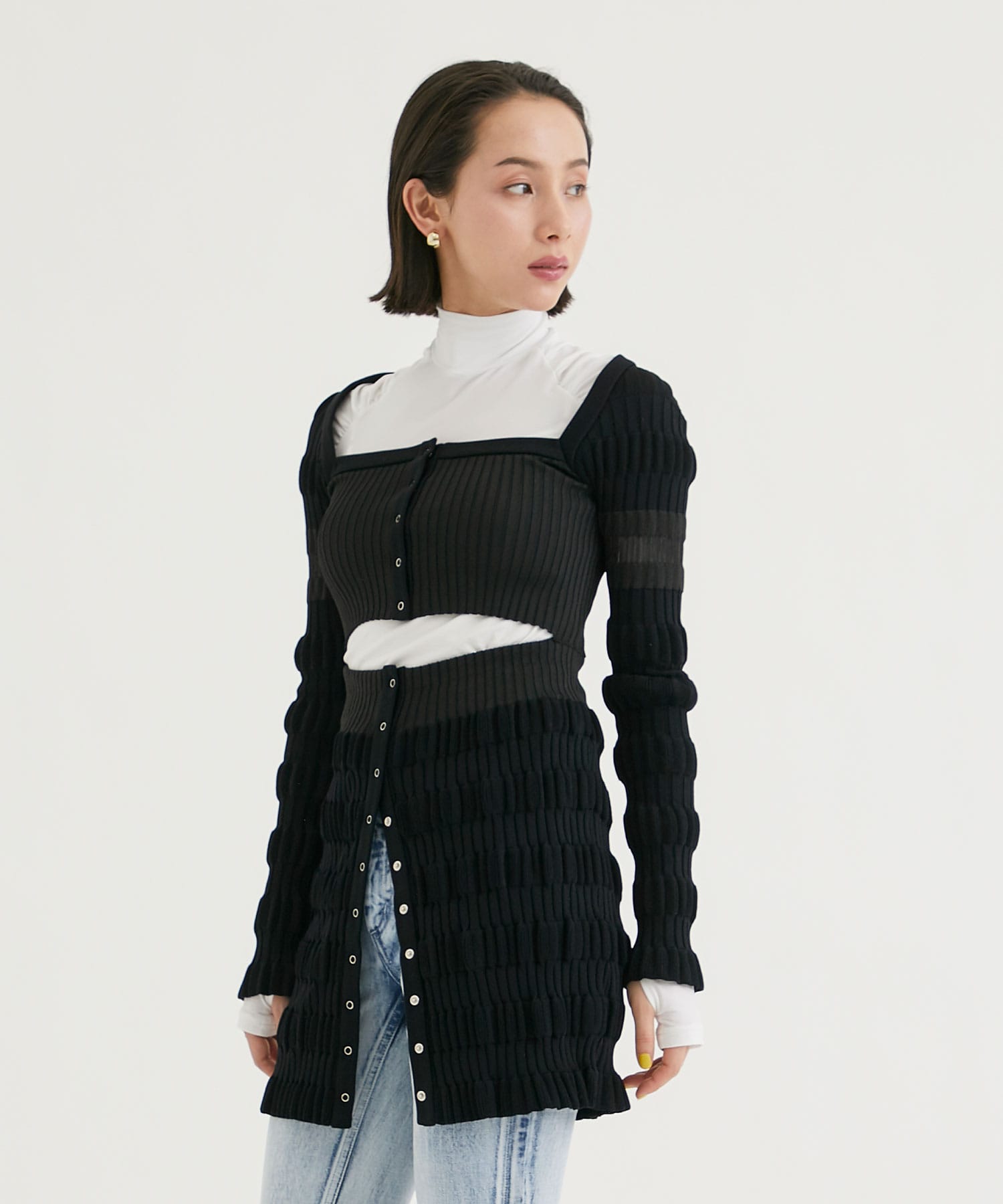 STRIPE KNIT CARDIGAN_(FREE BLACK): FETICO: WOMENS｜THE TOKYO