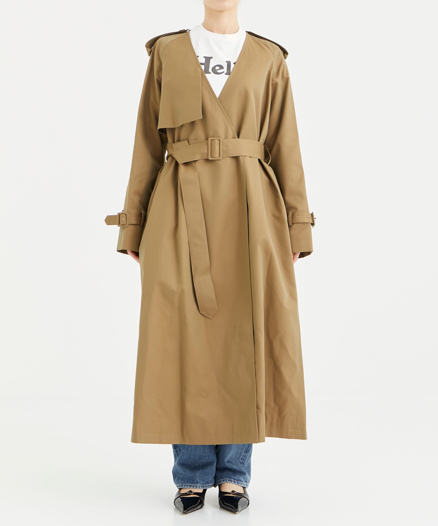 別注 silk cotton trench coat(S BEIGE): Dessin de mode: WOMENS｜THE 