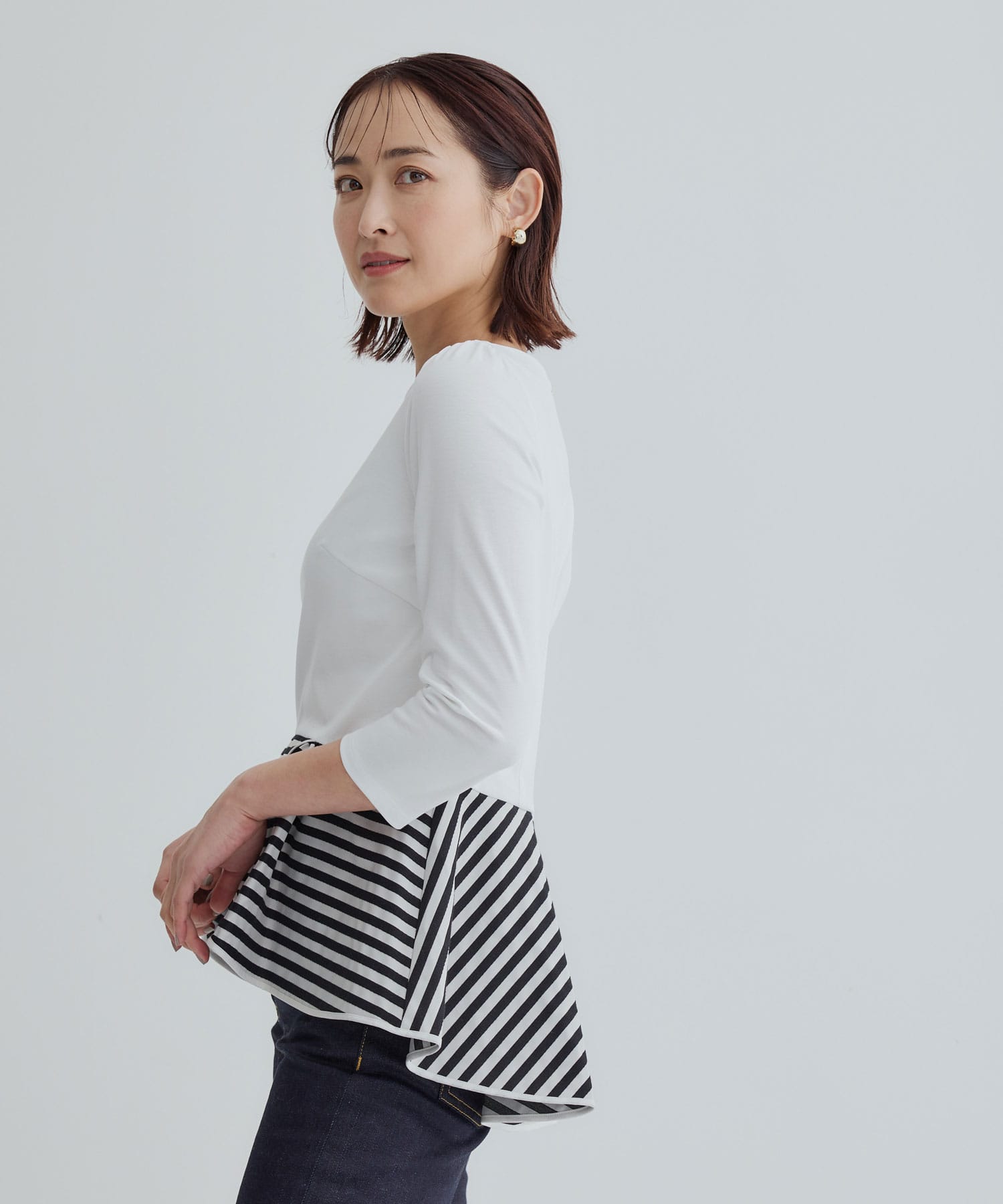 PEPLUM WRAP TEE(38 WHITE): BORDERS at BALCONY: WOMEN｜THE TOKYO