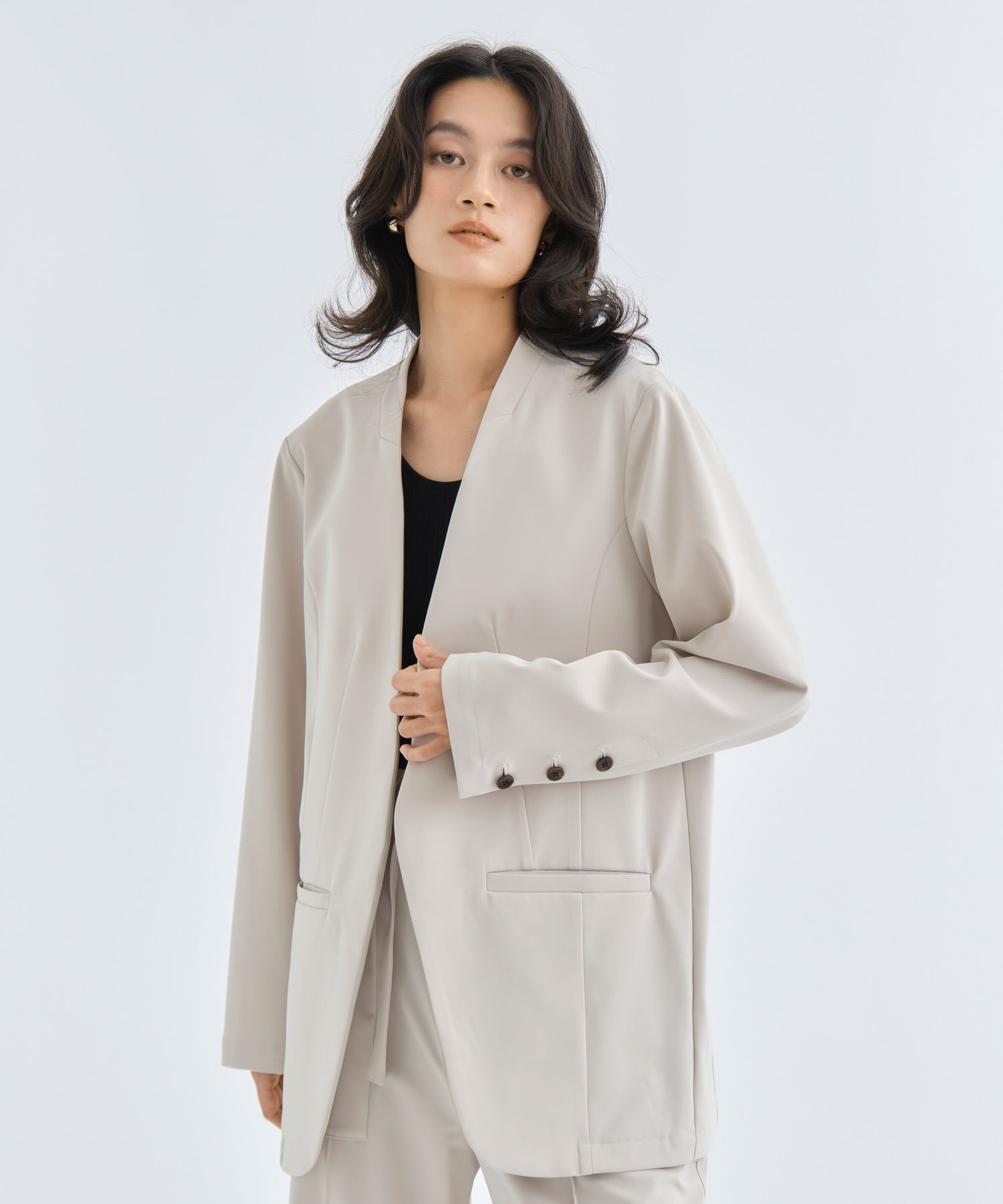 ULTRA LIGHT WASHABLE COLLARLESS JACKET 