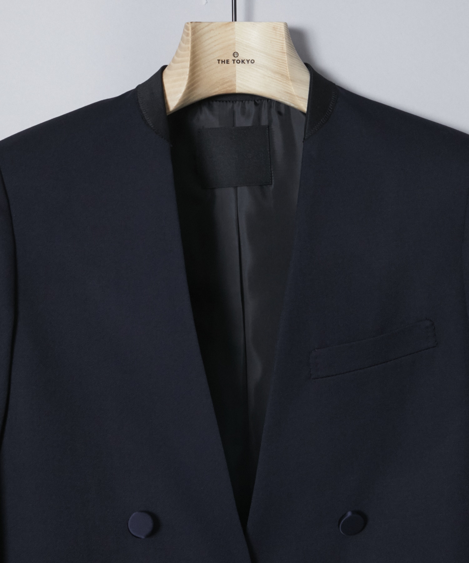 BLACK FORMAL NO COLLAR JACKET CINOH