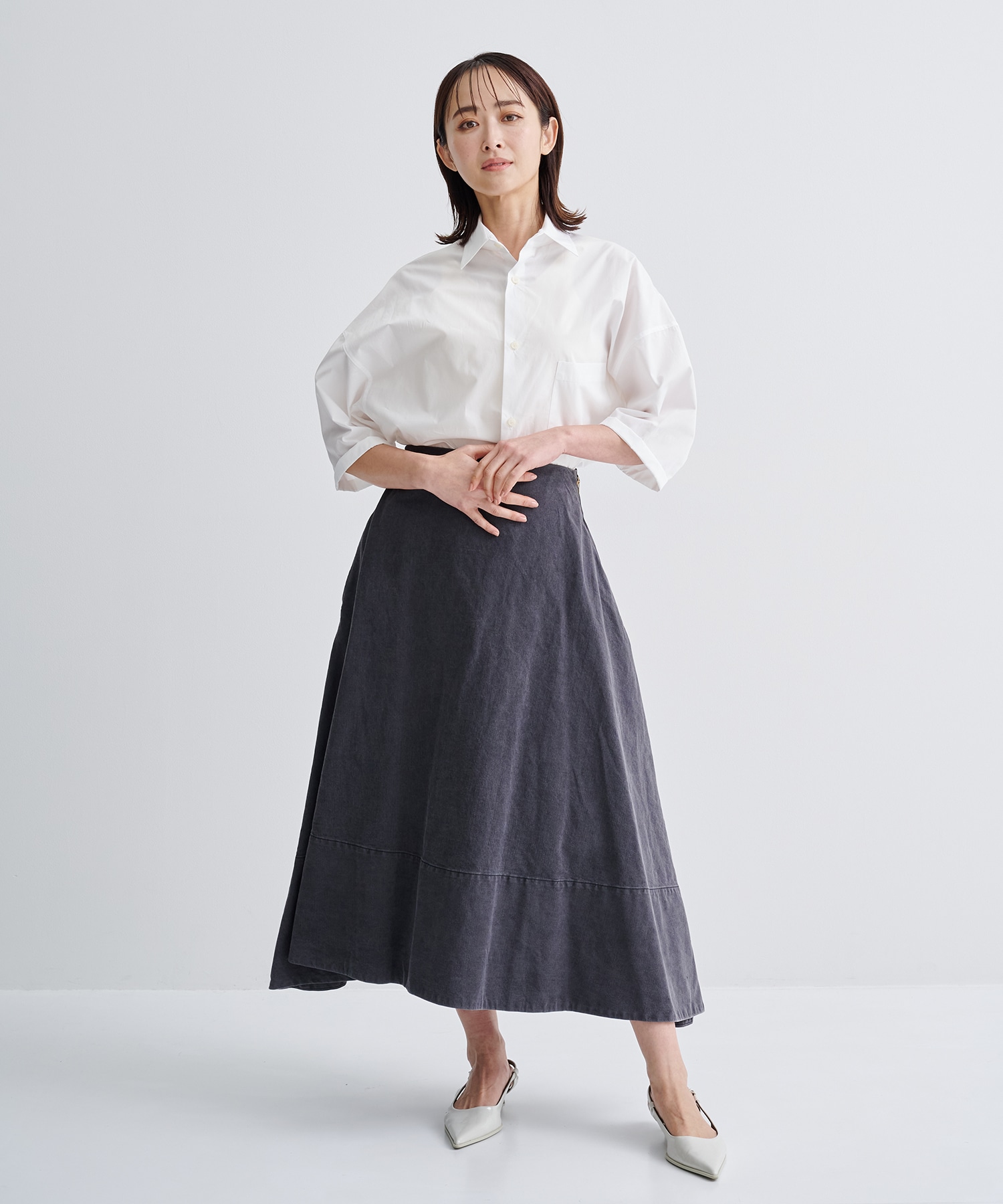 当店の記念日 ロングスカート MADISONBLUE FLARE BACK SATIN SKIRT 