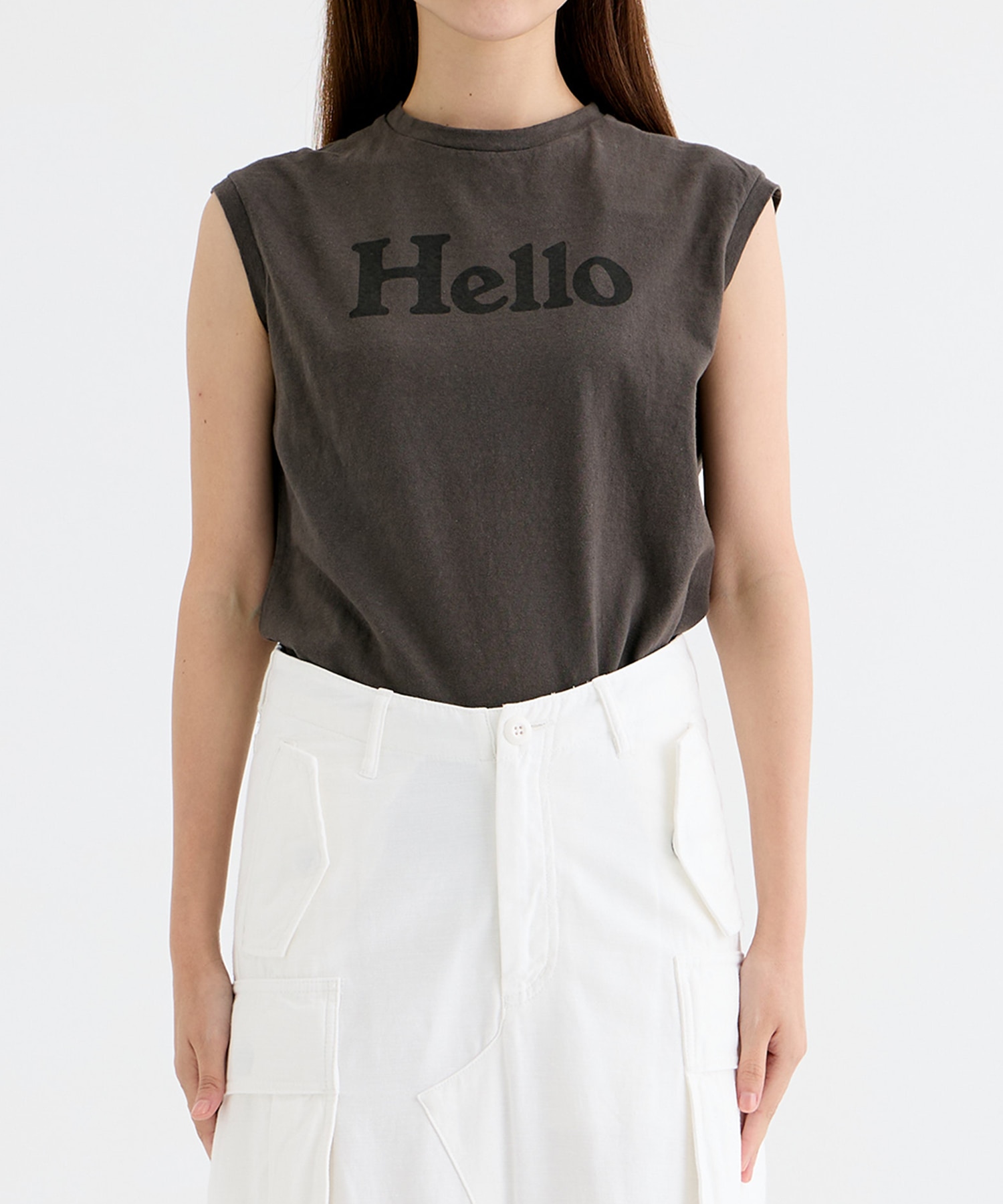 HELLO NOSLEEVE TEE MADISONBLUE