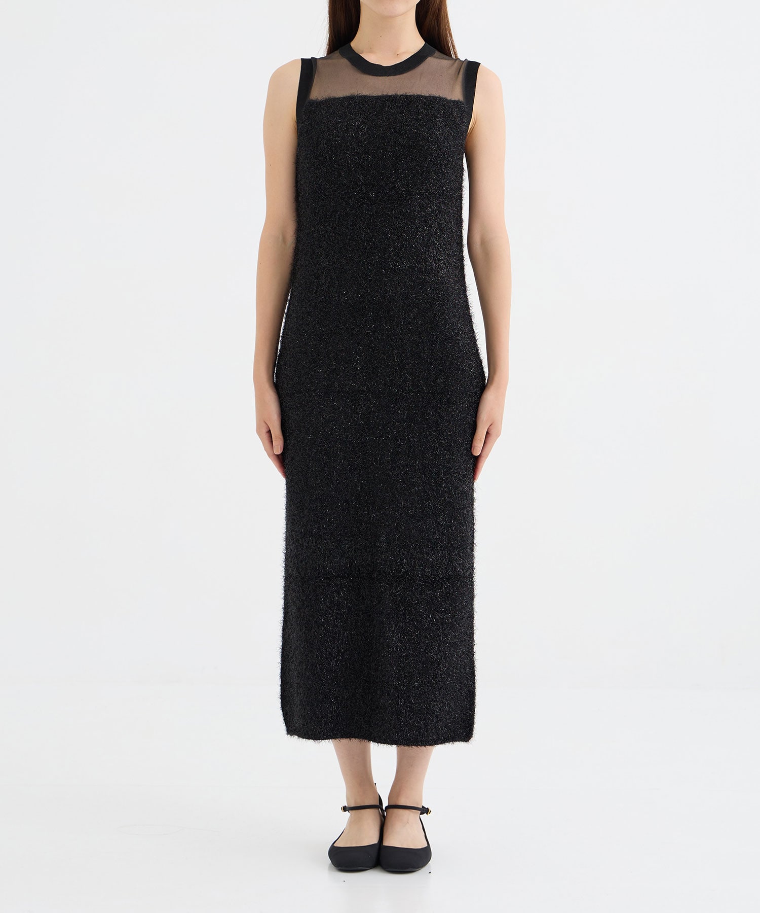 SLEEVELESS KNIT DRESS BLACK CINOH