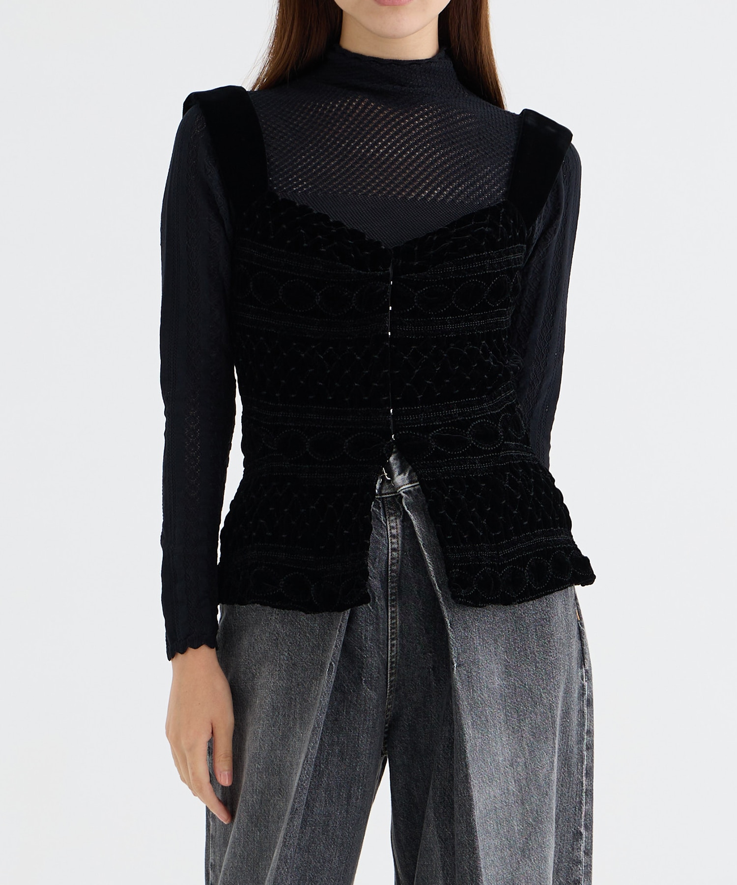 VELVET EMBROIDERED TOP FETICO