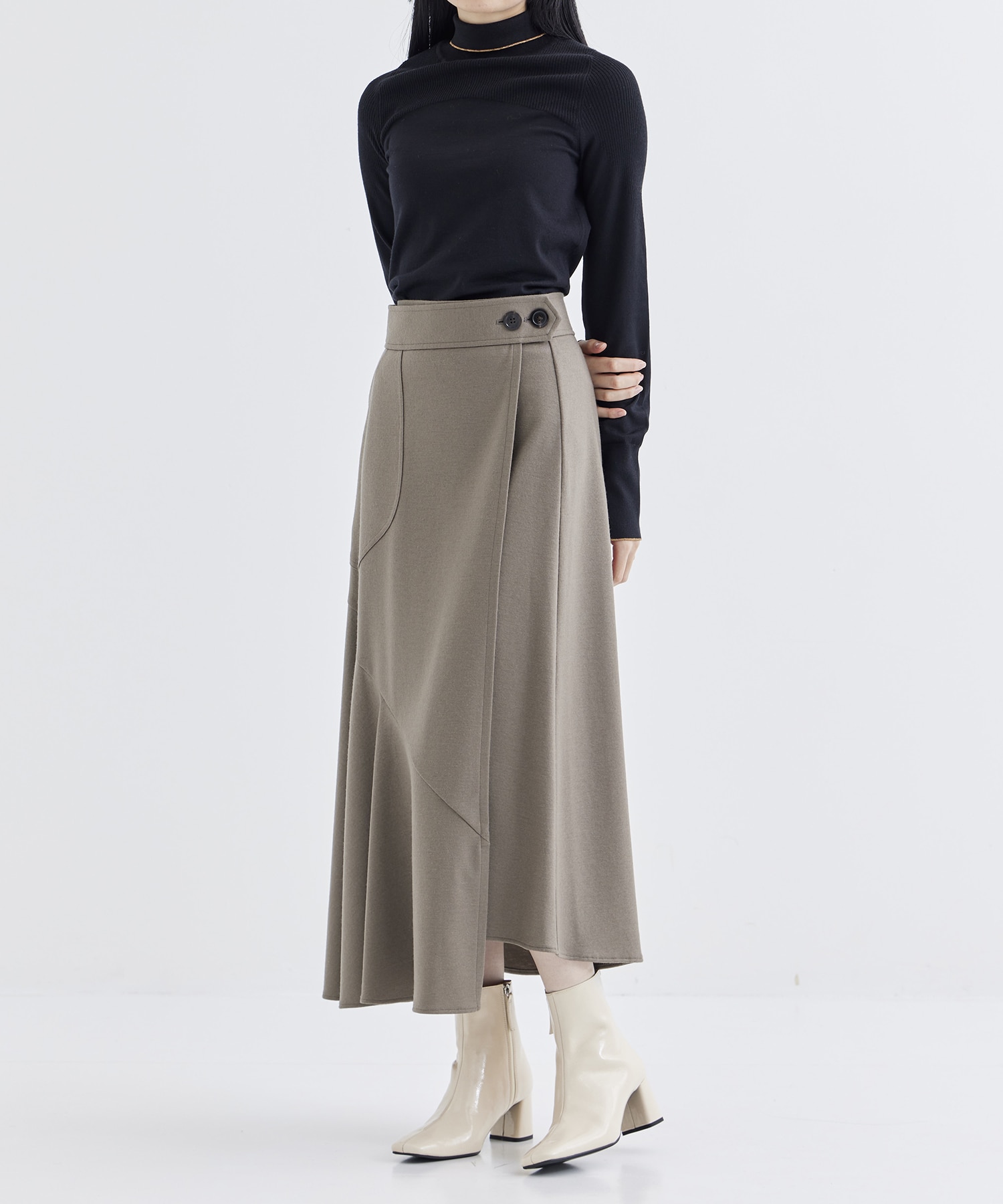 WASHABLE FLANNEL CASHMERE TOUCH WRAP SKIRT THE TOKYO