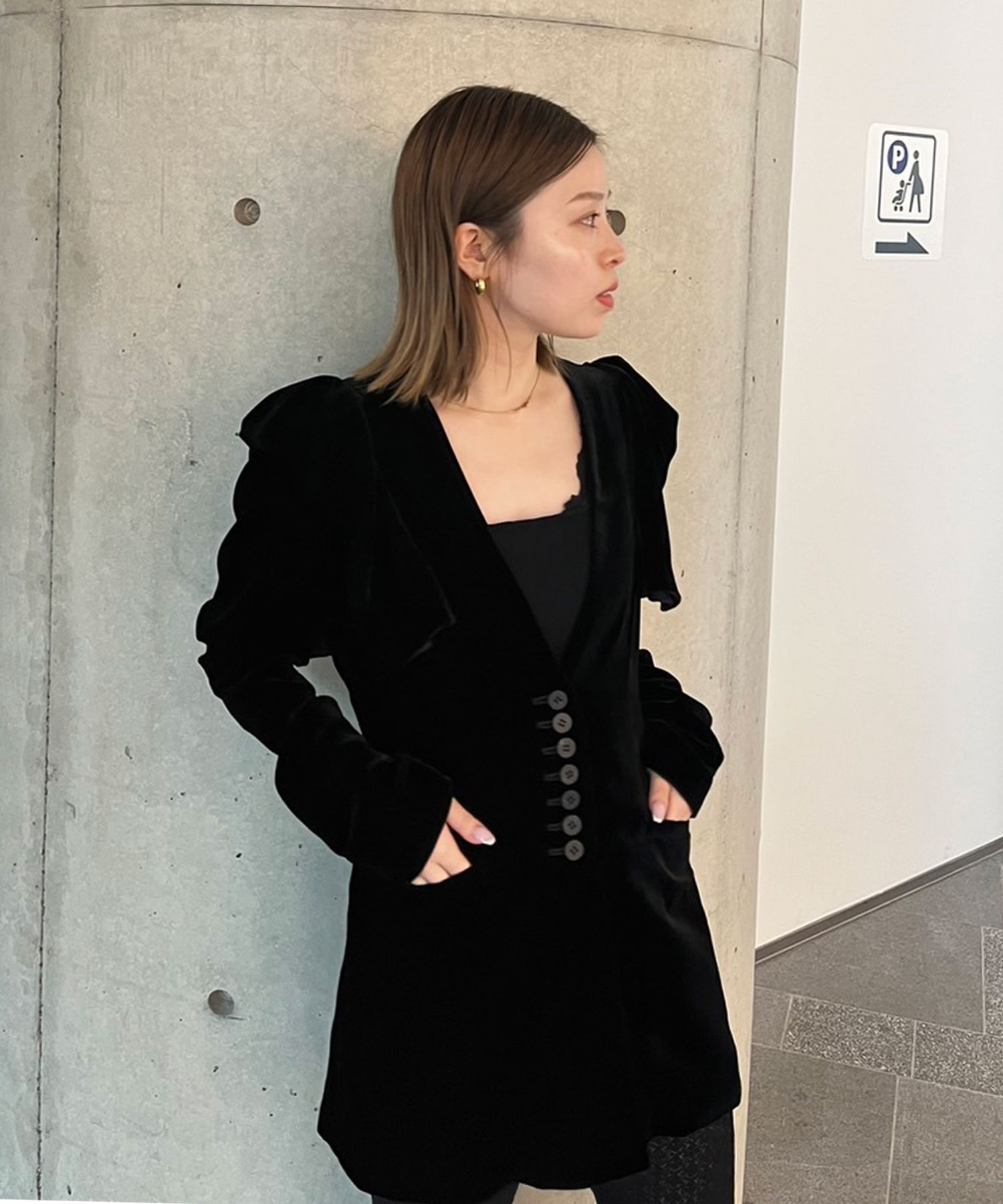 VELVET FRILL SHOULDER JACKET FETICO