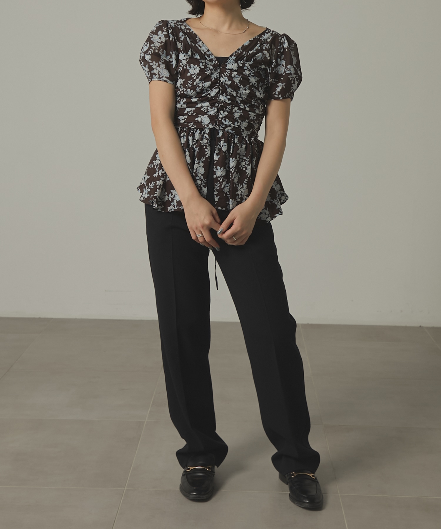 PUFF SLEEVE GATHERED BLOUSE FETICO