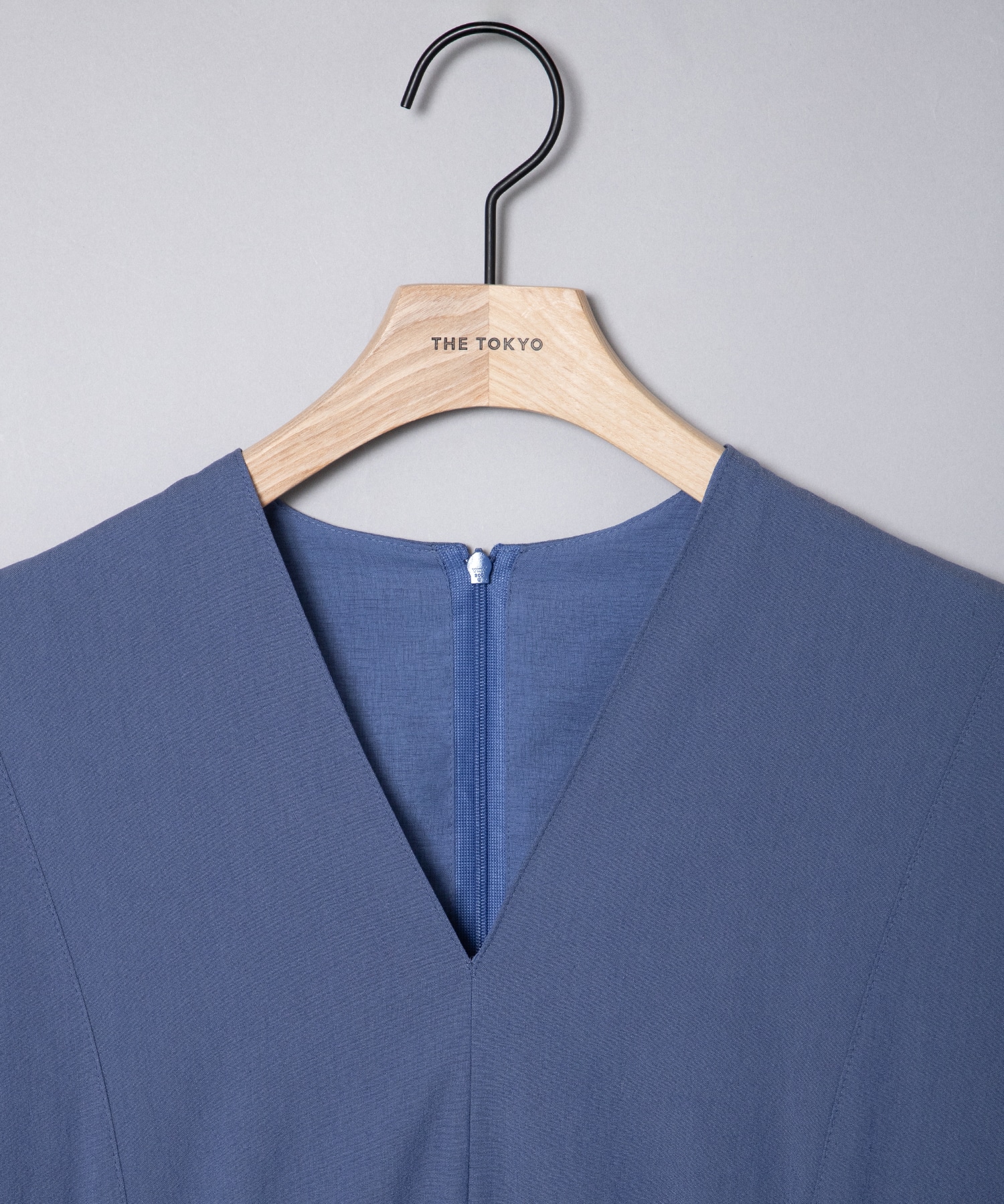 EX.Tamara drape sleeve dress BLU AKIRANAKA