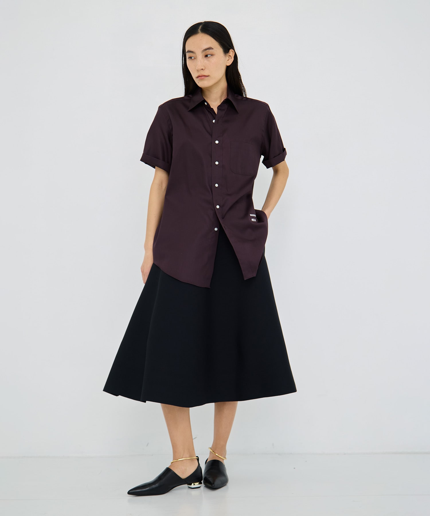 DOUBLE FACE MI-MOLLET FLARE SKIRT MADISONBLUE