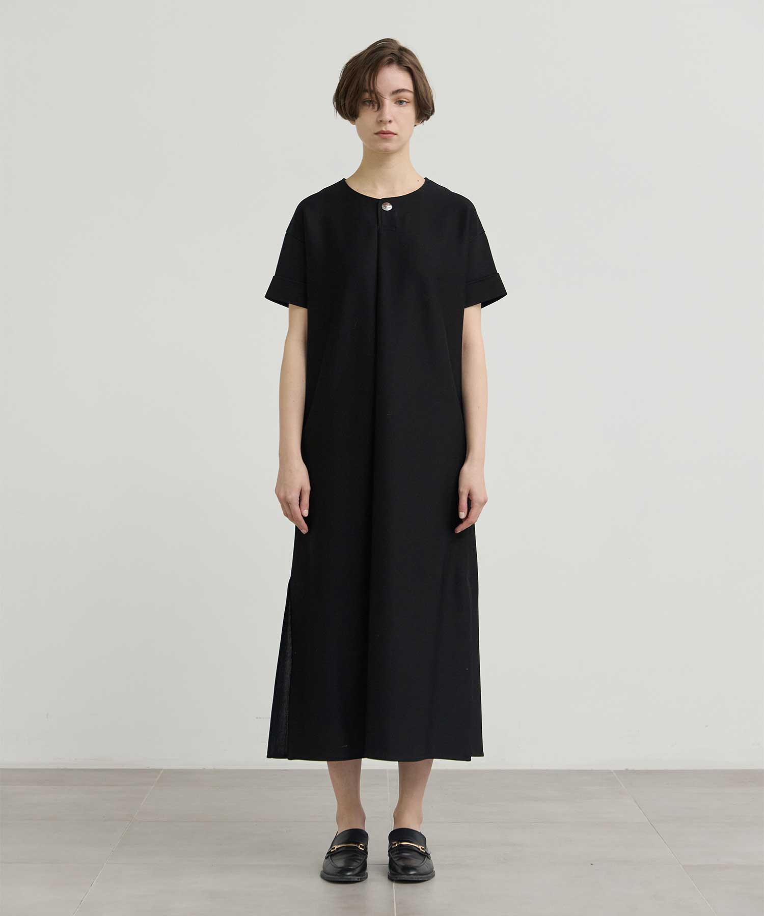 RERACS FRONT TUCK HENLY NECK DRESS THE RERACS