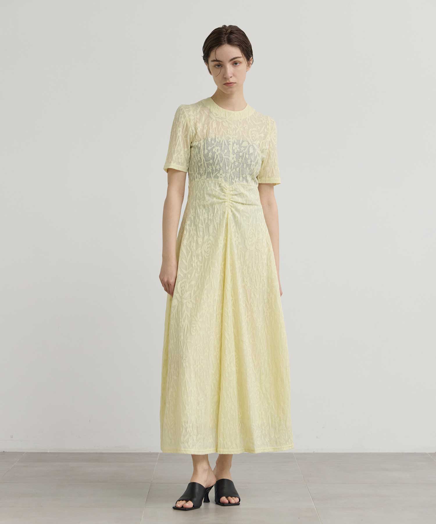 別注 FLOWER JAQUARD SHORT SLEEVE DRESS PHOTOCOPIEU