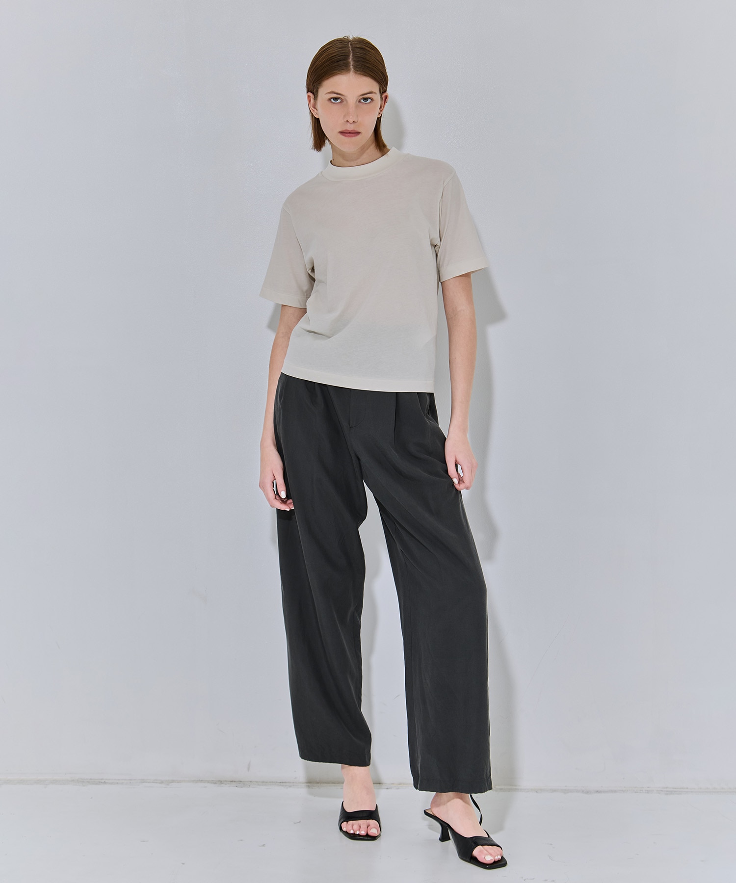 FRESCA NUBUCK MOCK NECK T SHIRTS ATON