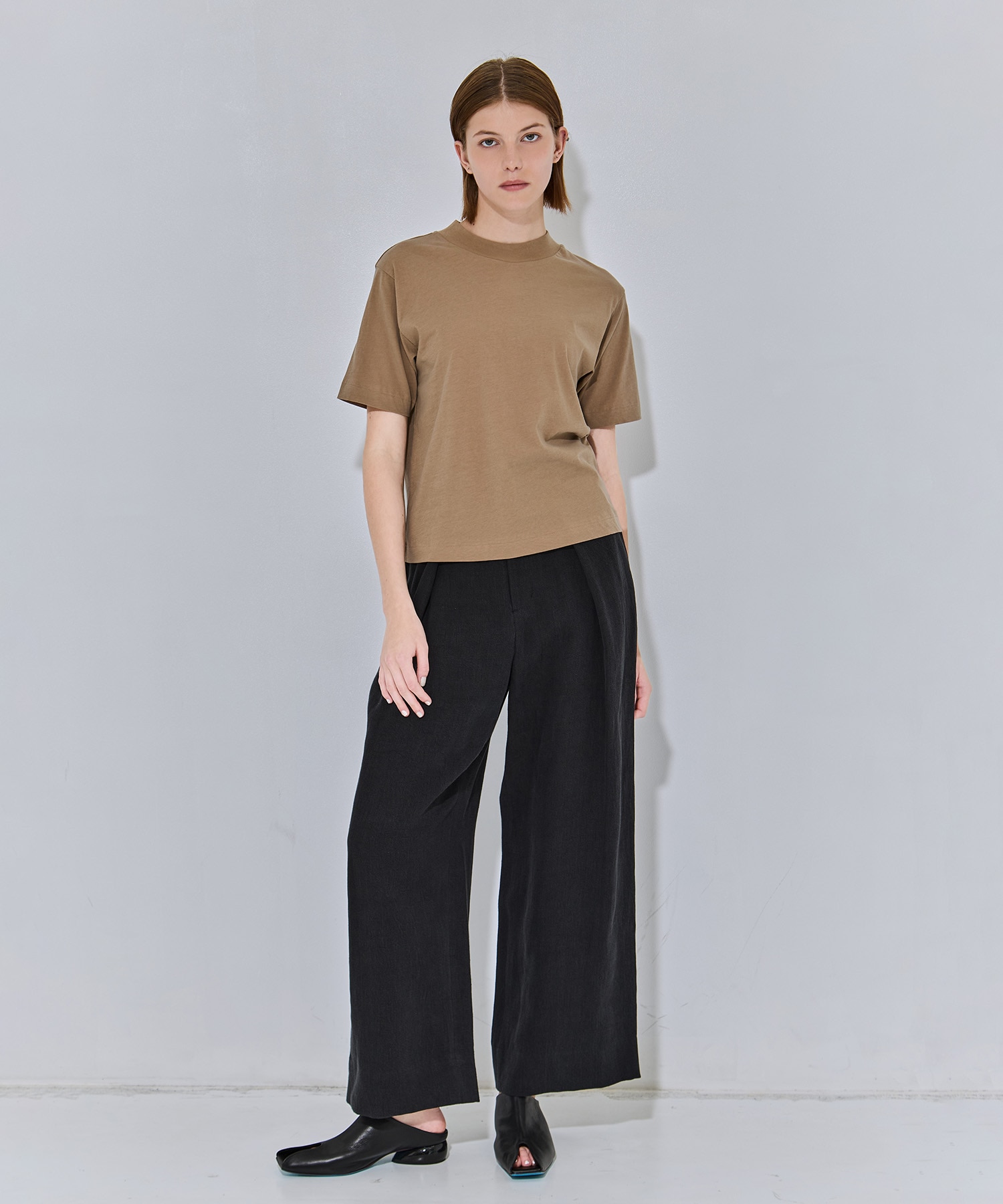 FRESCA NUBUCK MOCK NECK T SHIRTS ATON