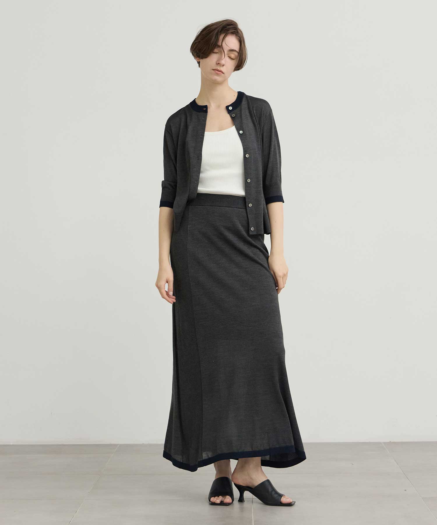 別注 Washable Silk Half Sleeve Cardigan CINOH