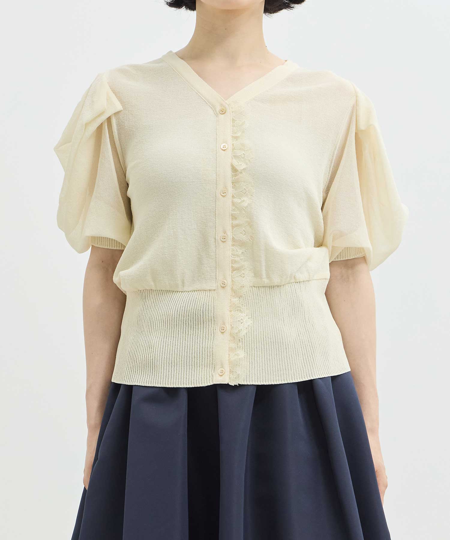 Harf Sleeve Lace Knit Cardigan THE TOKYO