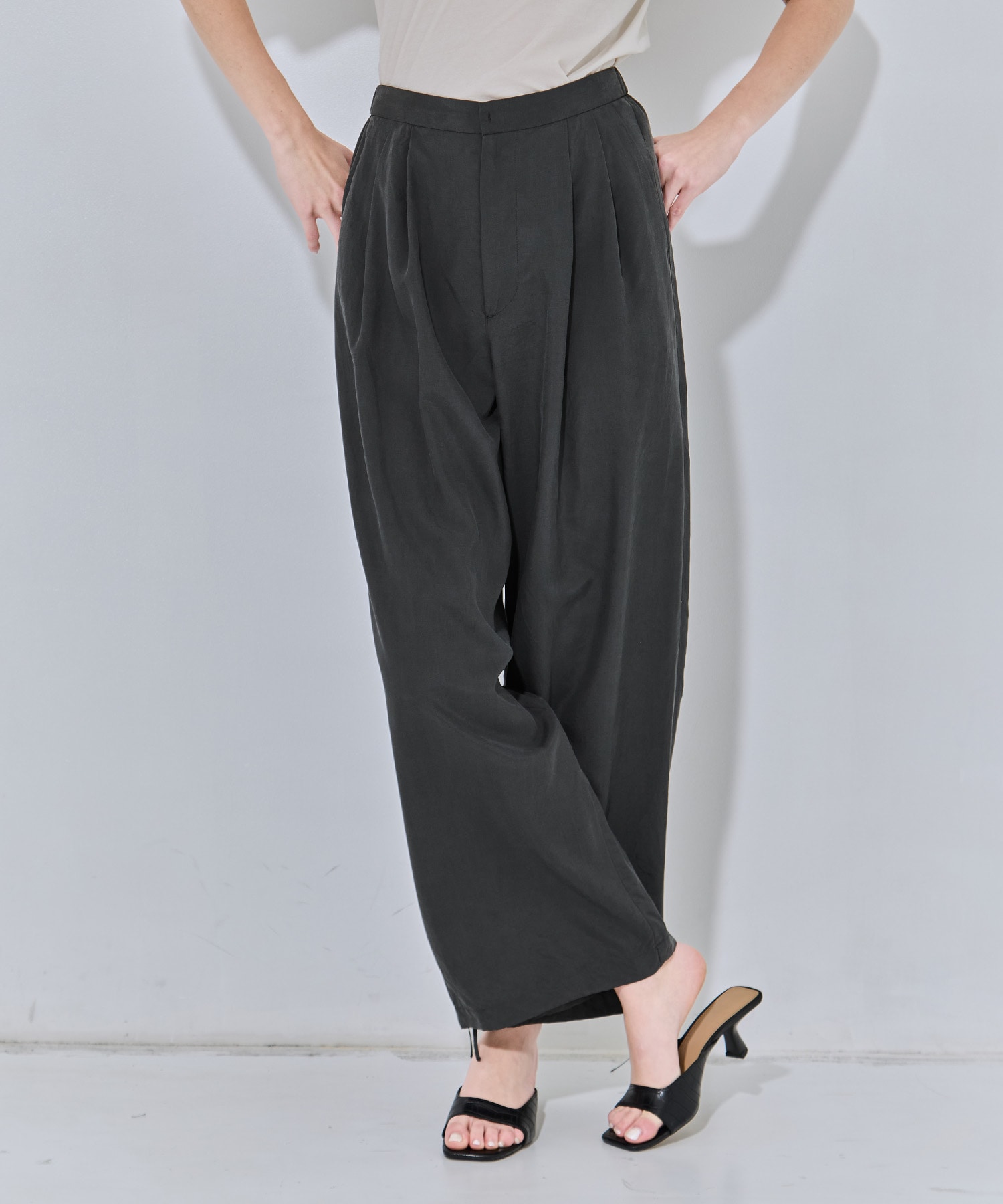SILK SUEDE WIDE EASY PANTS ATON