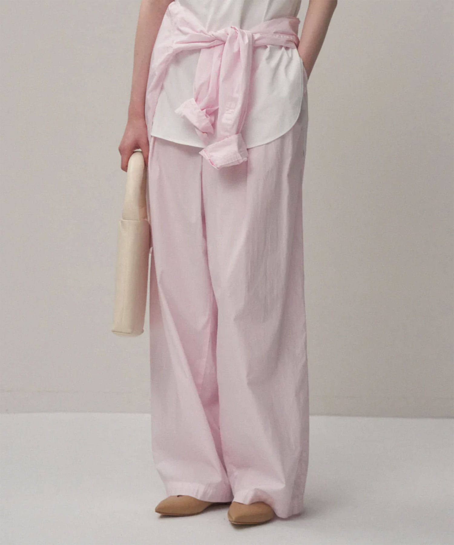 NATURAL DYED COTTON LAWN TWO TUCKED PANTS ATON