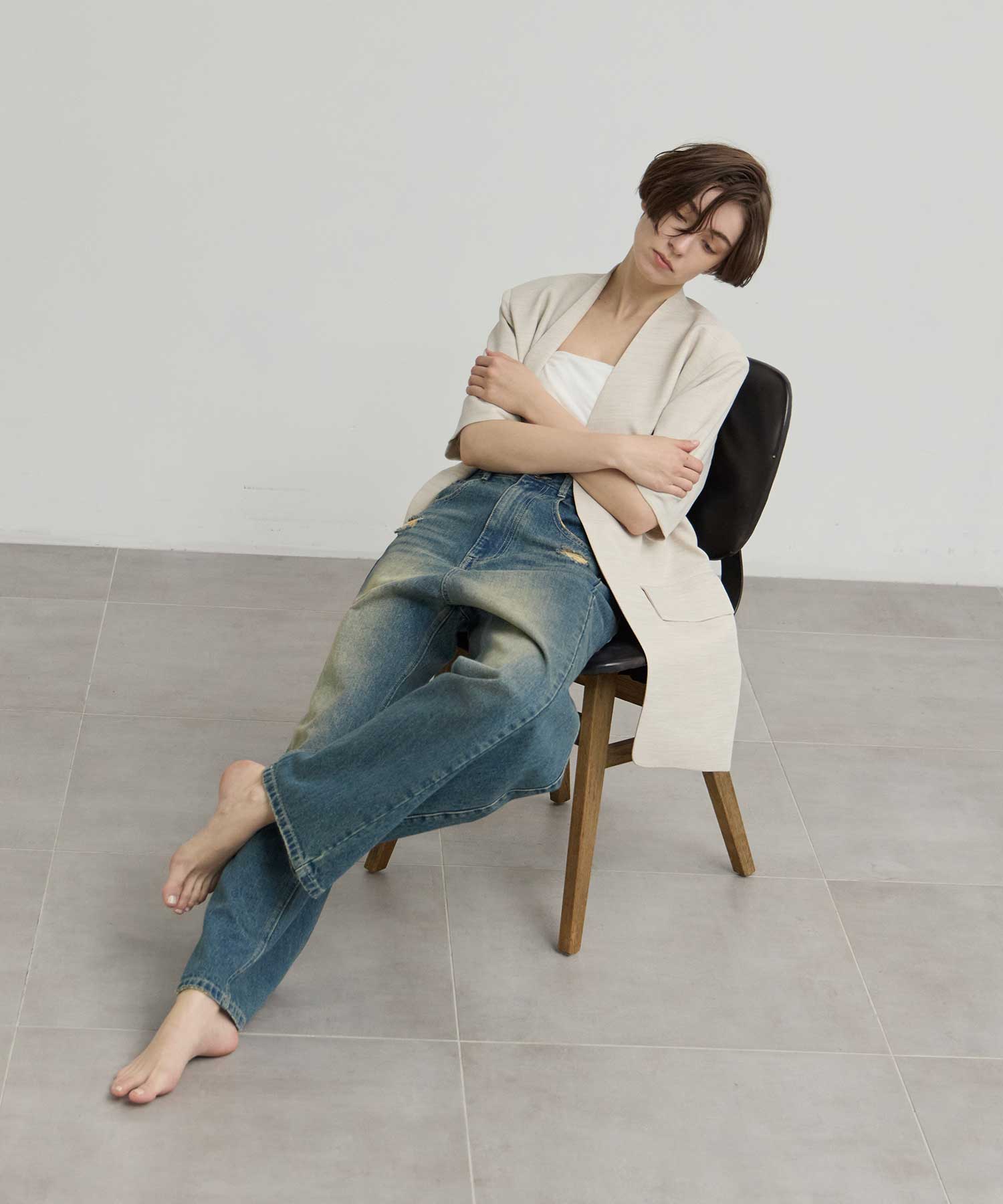 別注 side slit half sleeve jacket Louren