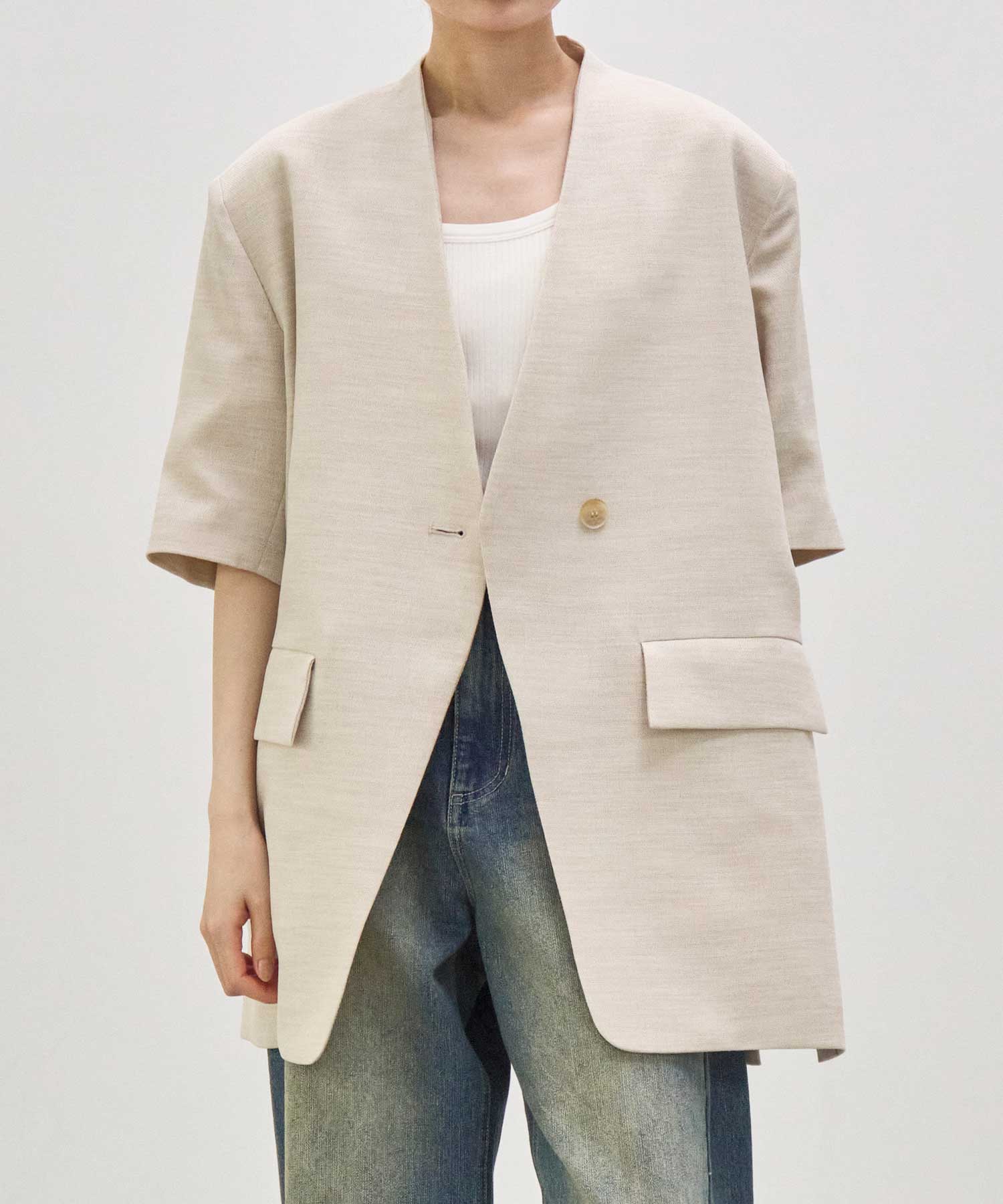 別注 side slit harf sleeve jacket Louren