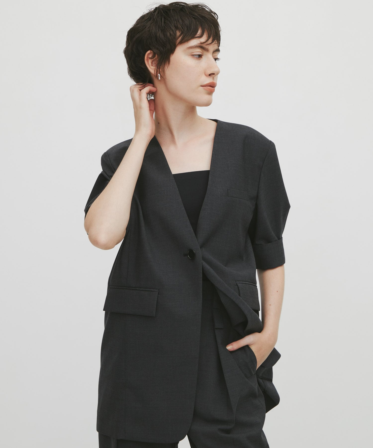 Harf Sleeve Collarless Jacket THE TOKYO