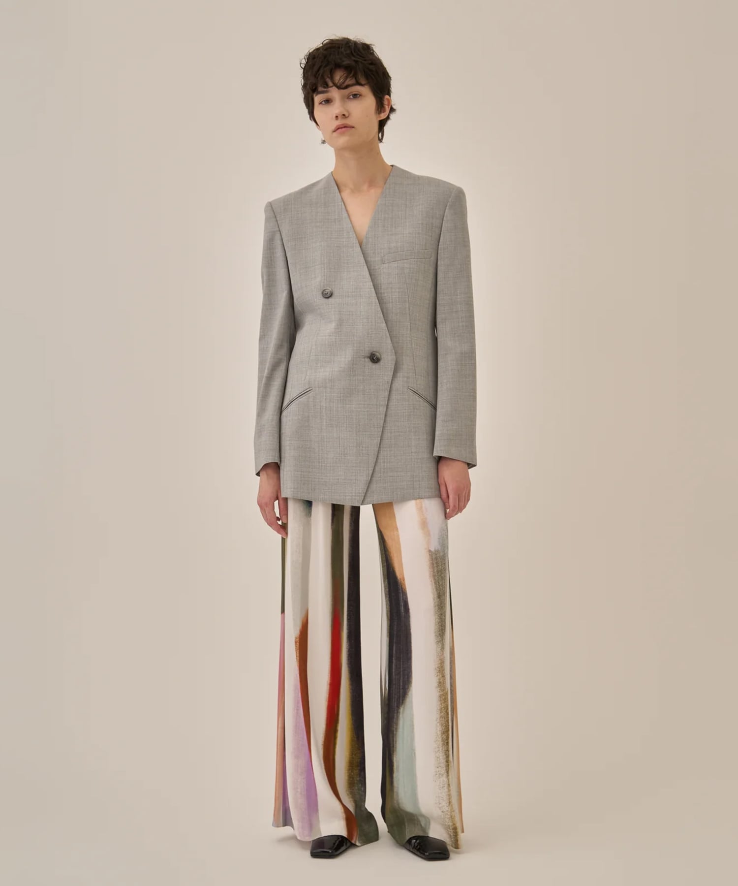 Heather side slit  jacket GY AKIRANAKA