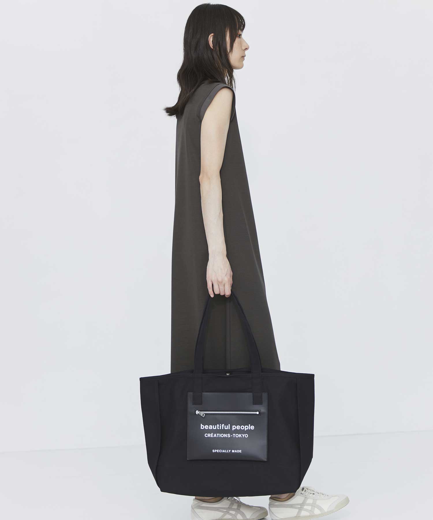 別注 Logo Leather Pocket Big Tote Bag beautiful people