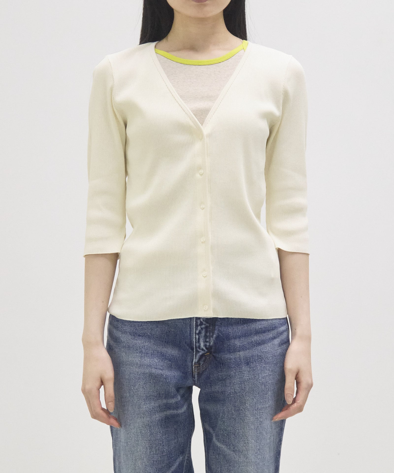 V Neck 3/4 Sleeve Cardigan GOOD PEOPLE GOOD STITCHING GOOD PRODUCT
