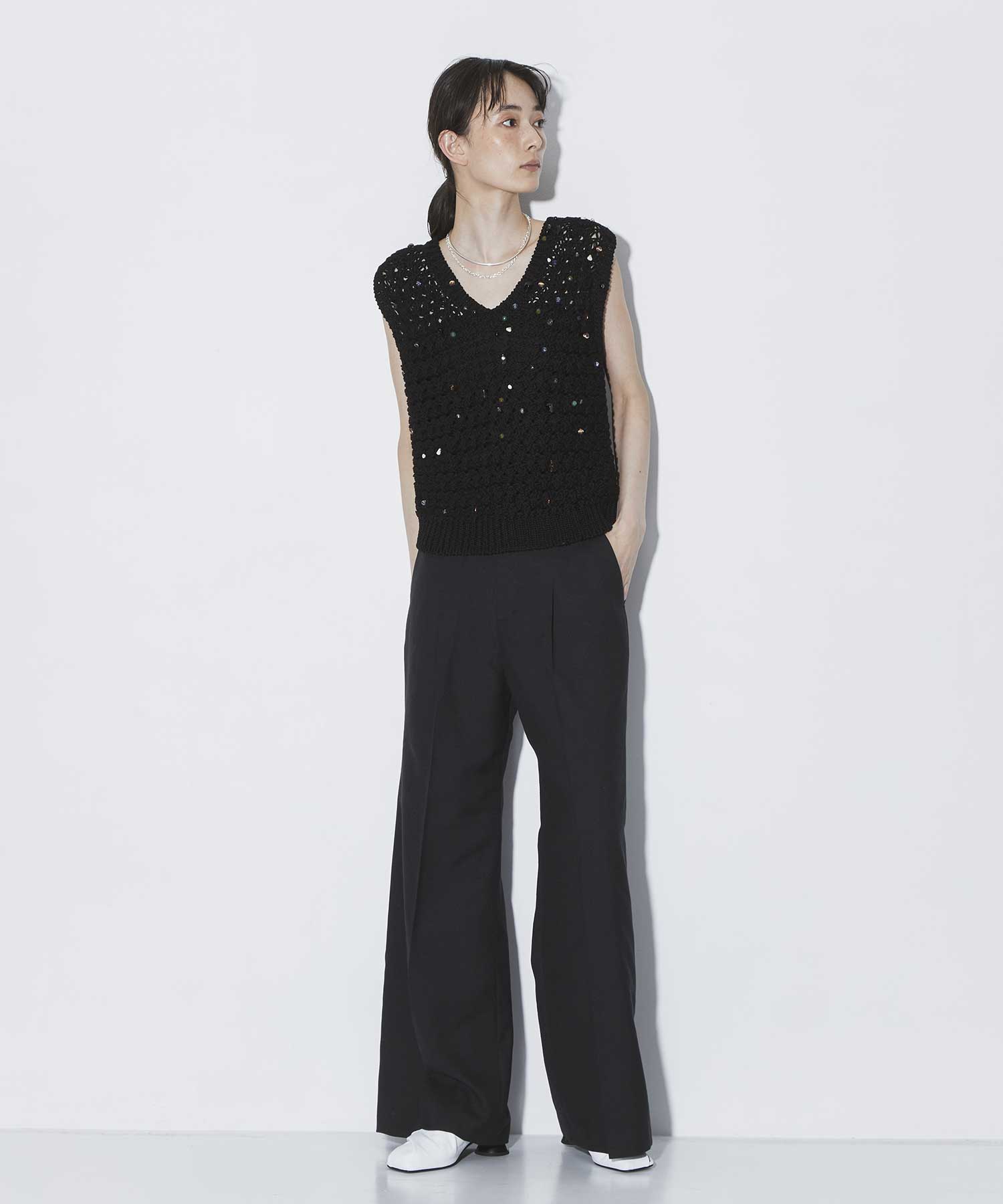 EX.Gerda glass beads&ores knit BK AKIRANAKA