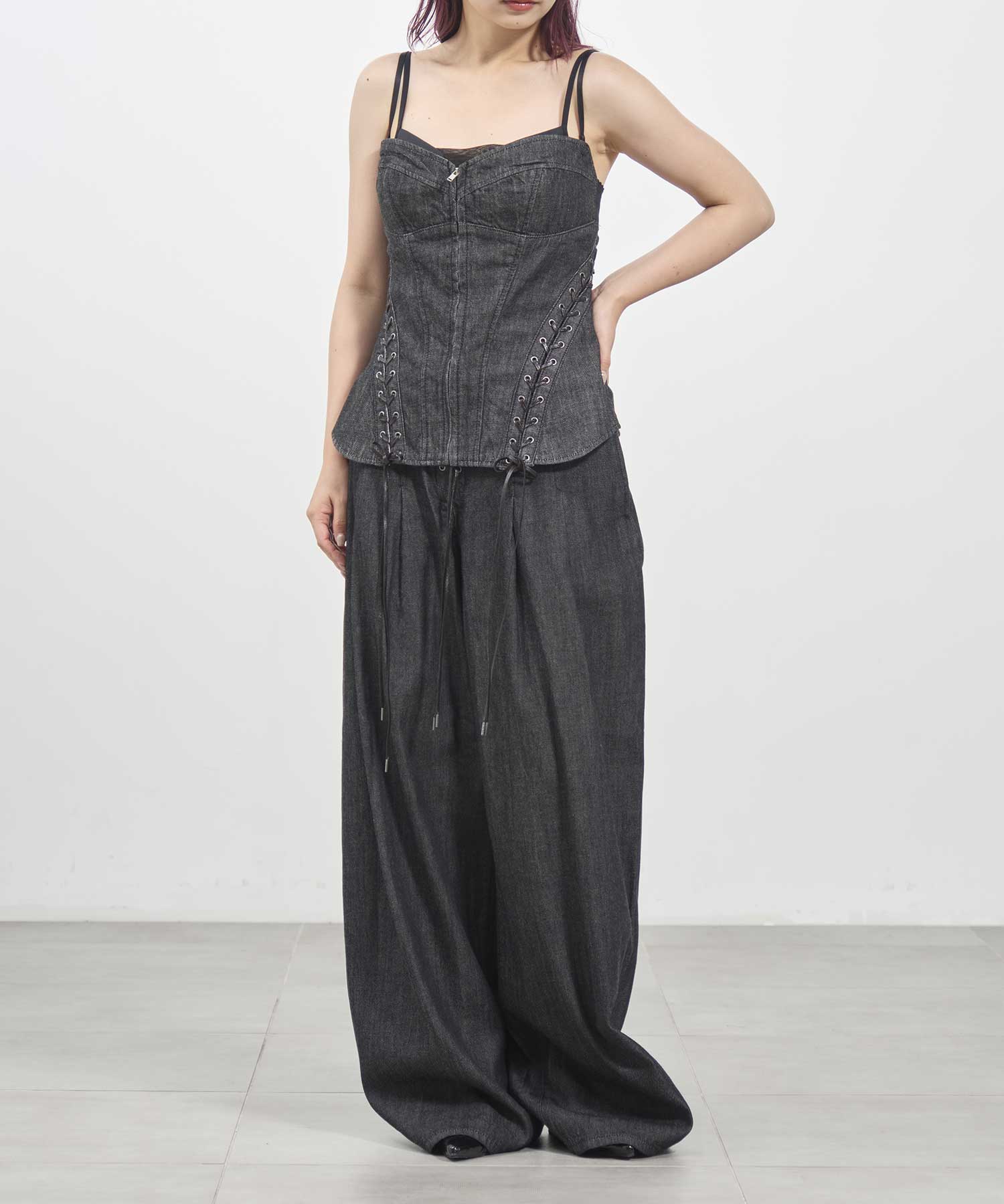 Lace up denim bustier FETICO