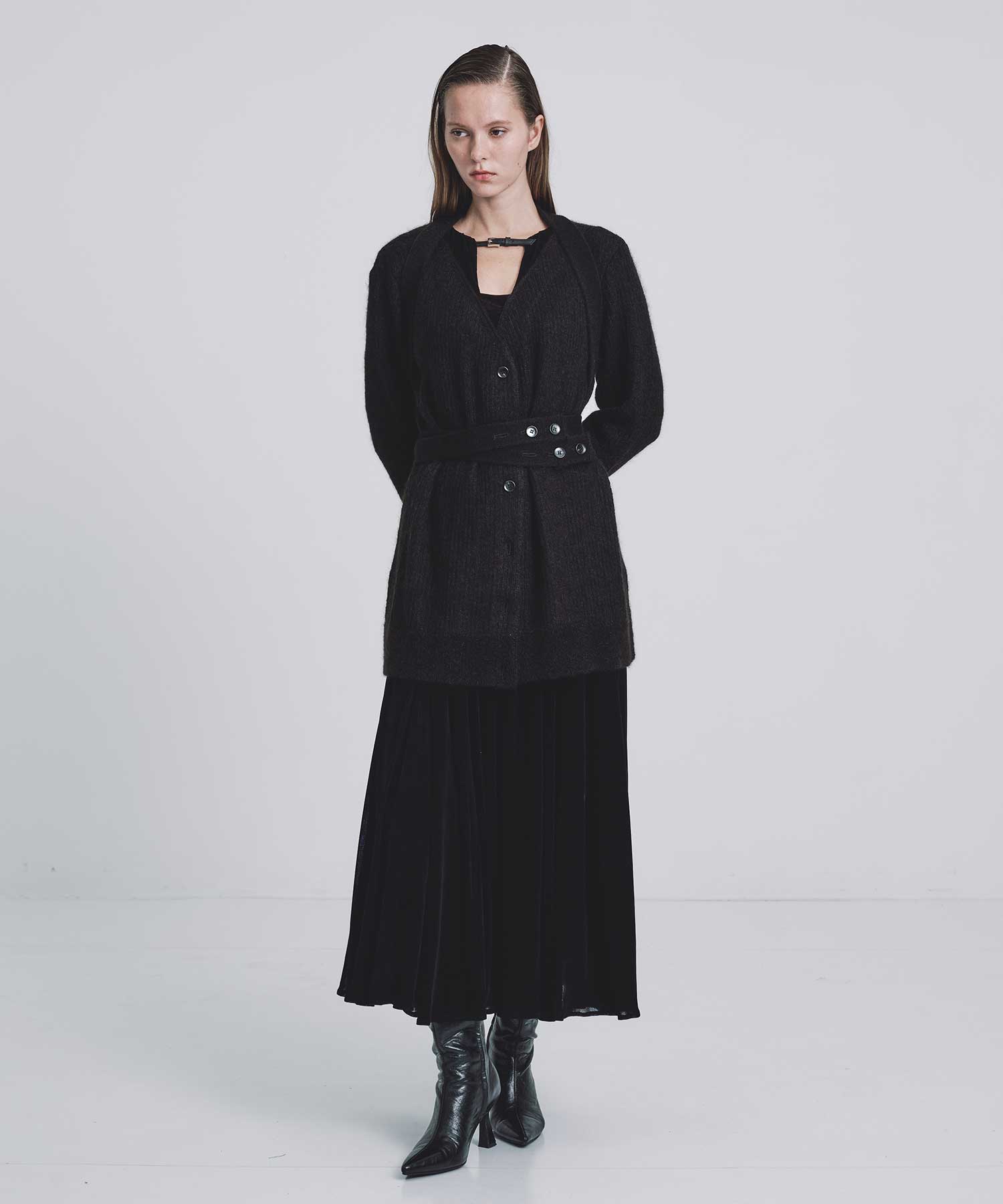 Mohair knit belted cardigan FETICO