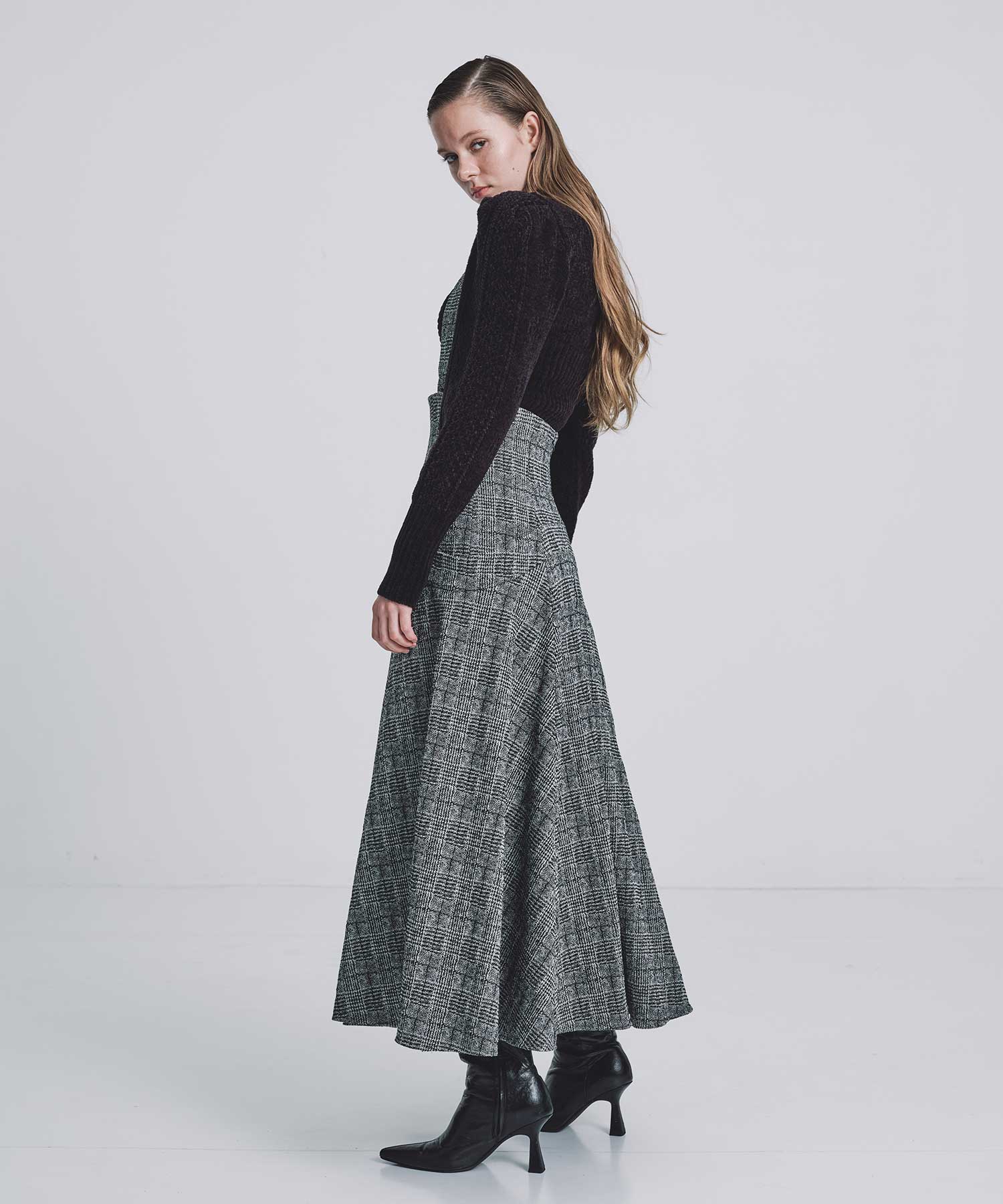 Glen check flared skirt FETICO