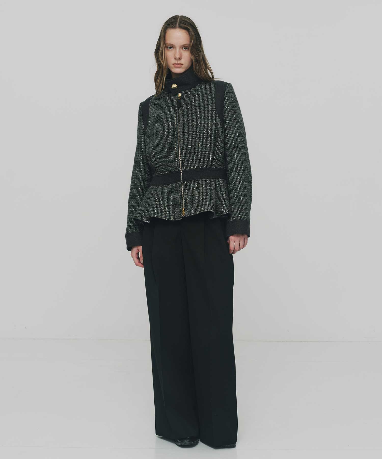 RERACS PEPLUM STAND COLLAR BLOUSON THE RERACS