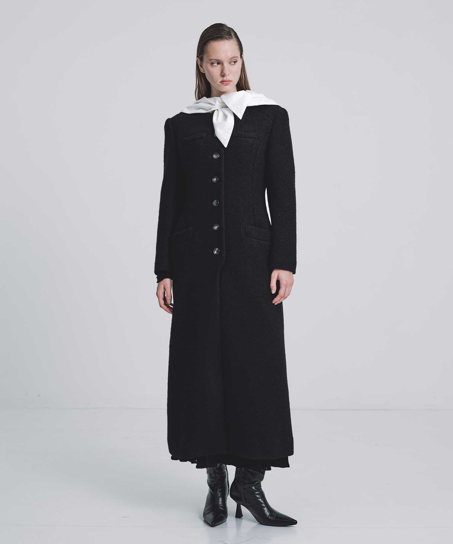 Single-breasted boucle wool coat FETICO