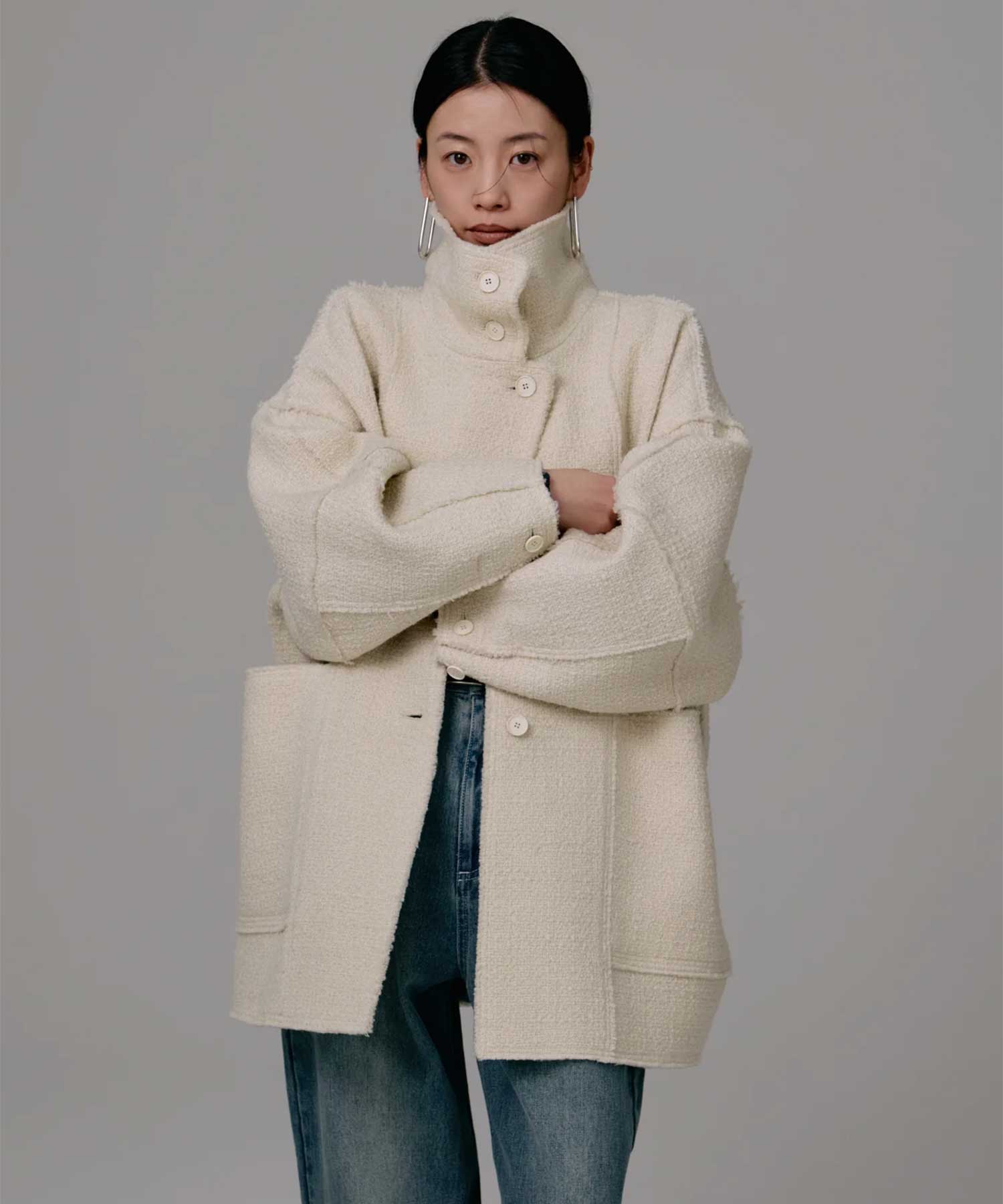 tweed half coat Louren