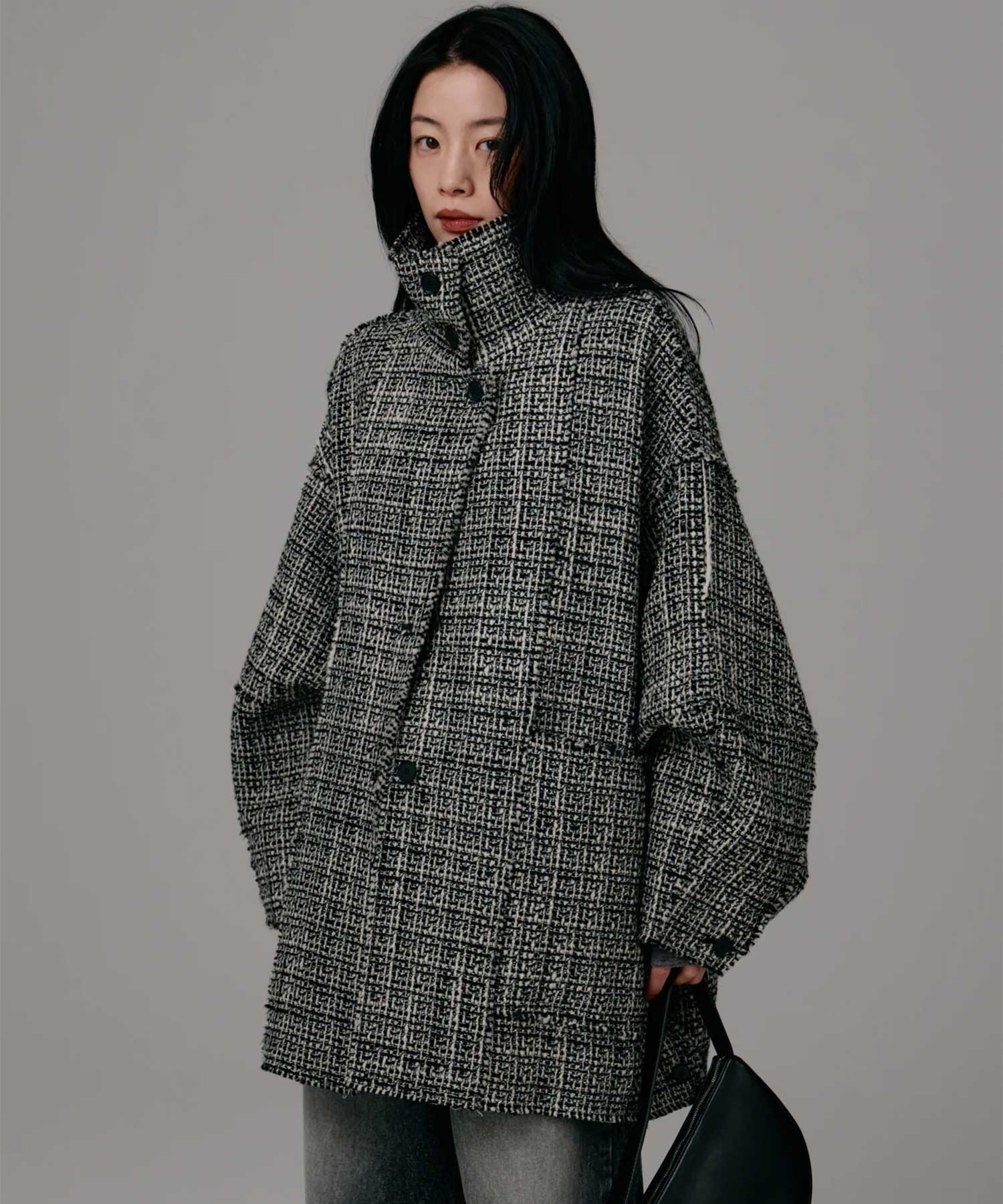 tweed half coat Louren